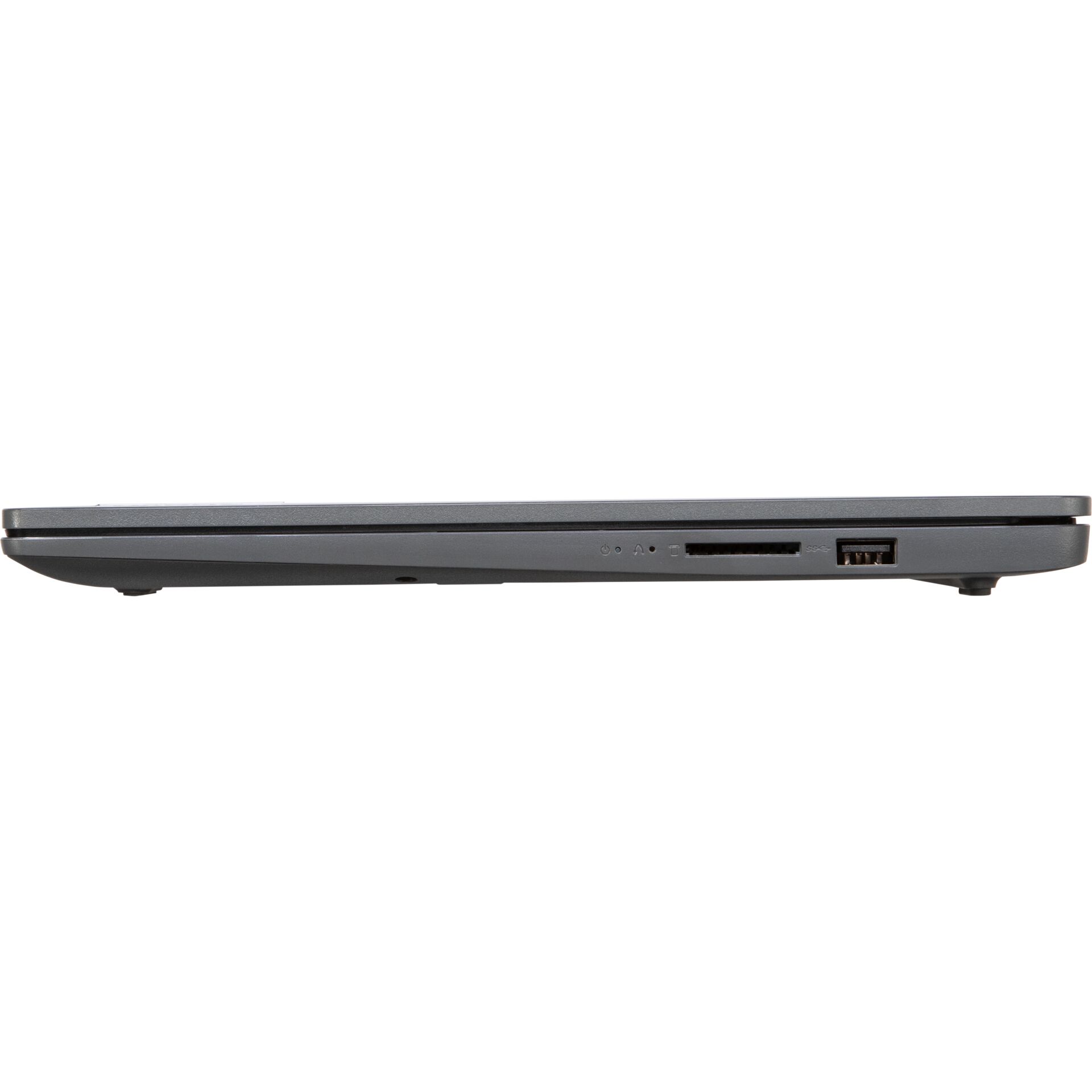 Laptop, Seitliche Ansicht, SD-Kartensteckplatz, USB-Anschluss, Grau