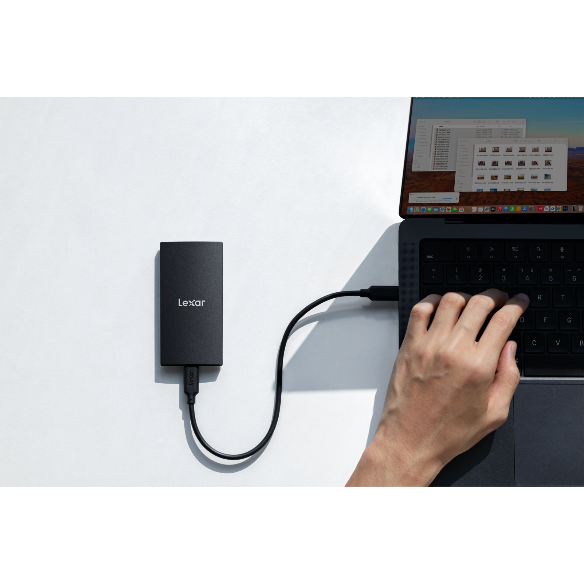 externes SSD, Lexar, USB-C, tragbarer Speicher, schwarze Festplatte