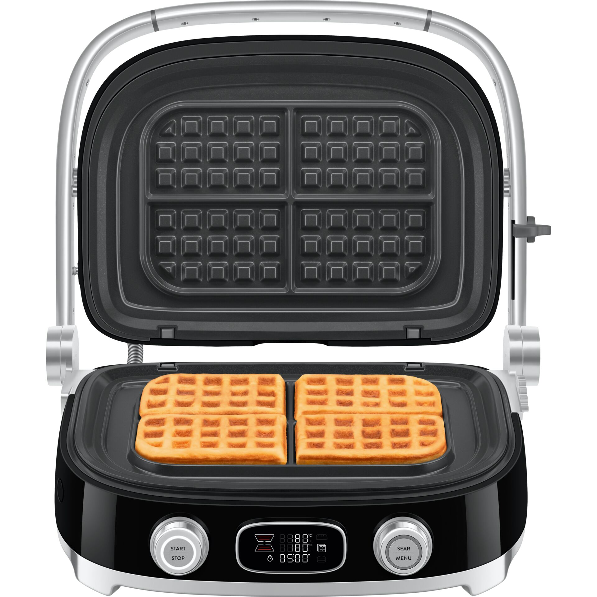 Waffeleisen, Elektrischer Grill, Antihaft, Waffelplatten, Schwarz