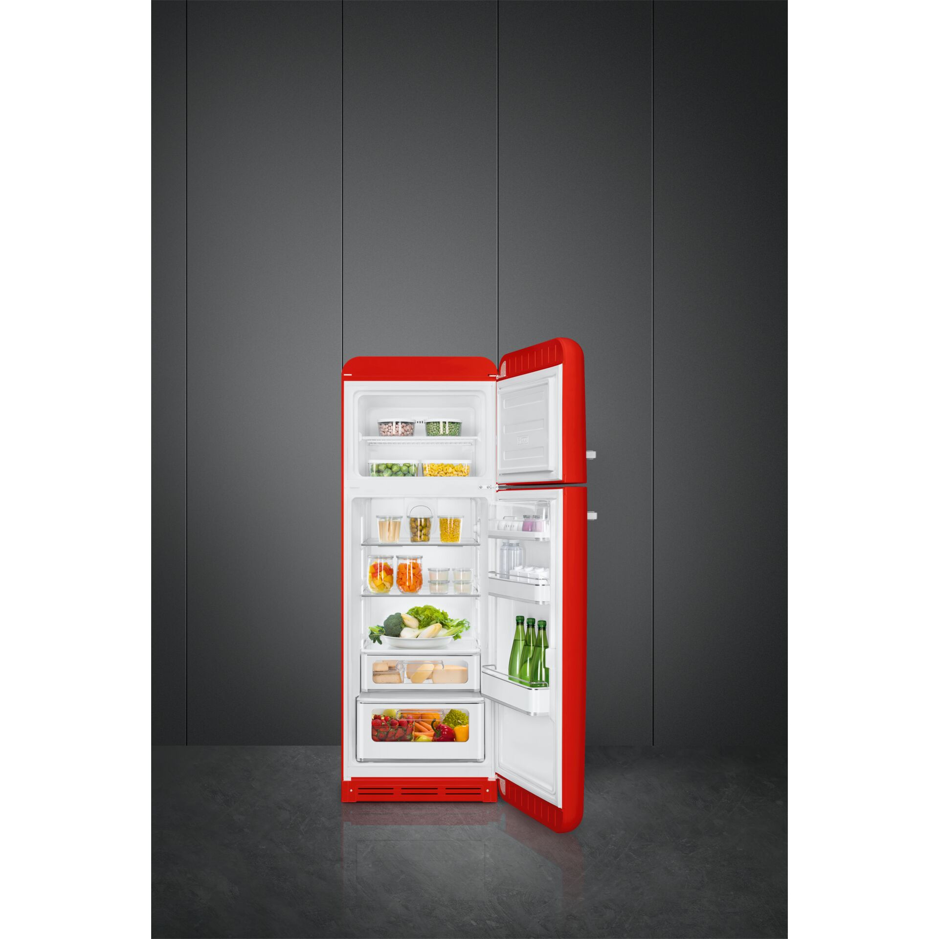 Kühlschrank, Rot, Freistehend, Gefrierfach, Integrierter Kühlschrank