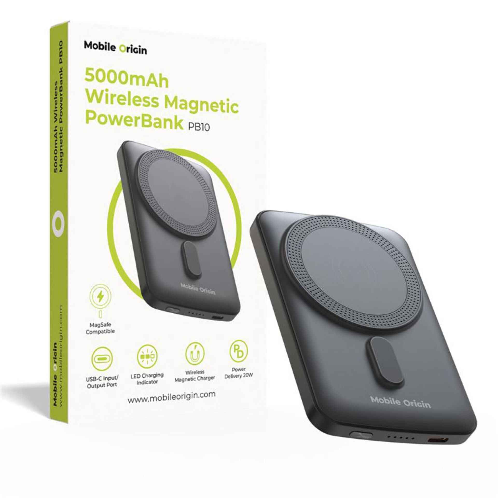 Powerbank, Wireless, Magnetic, 5000mAh, USB-C