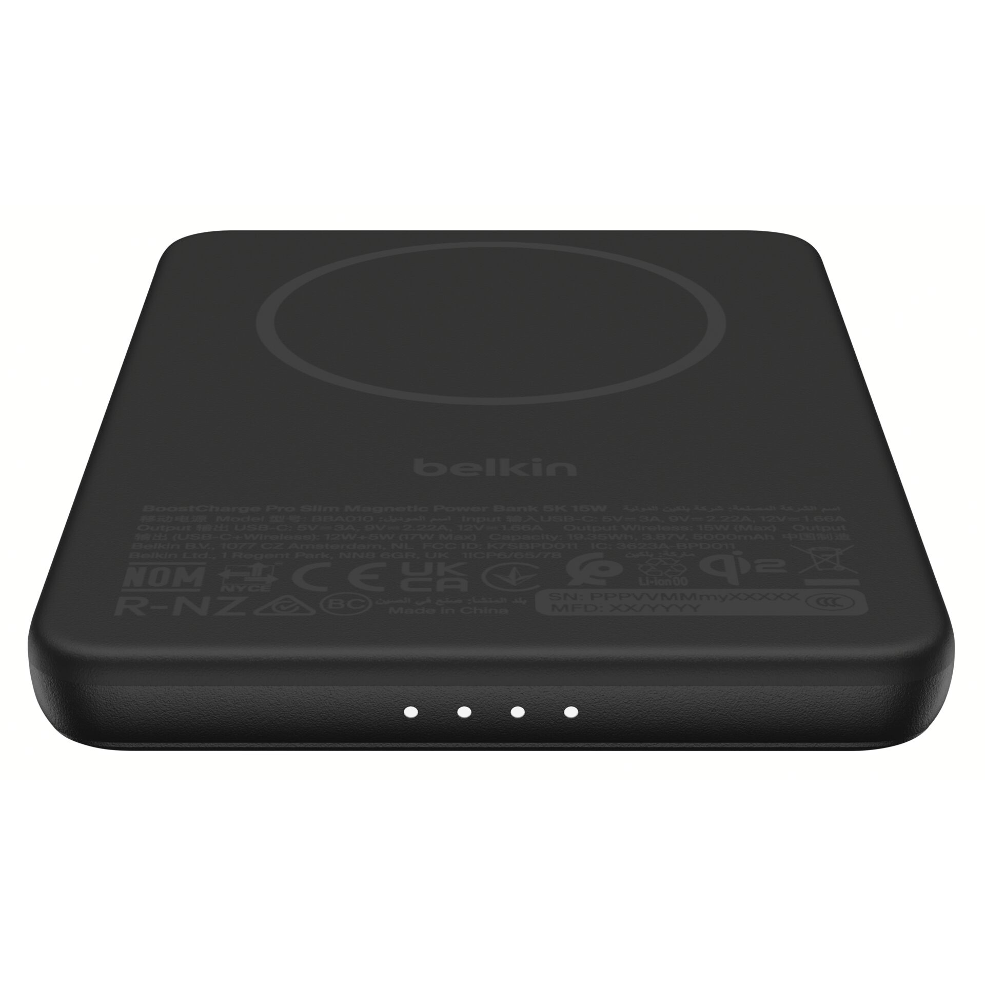 Powerbank, Kabelloses Ladegerät, USB-C, Schwarz, tragbar