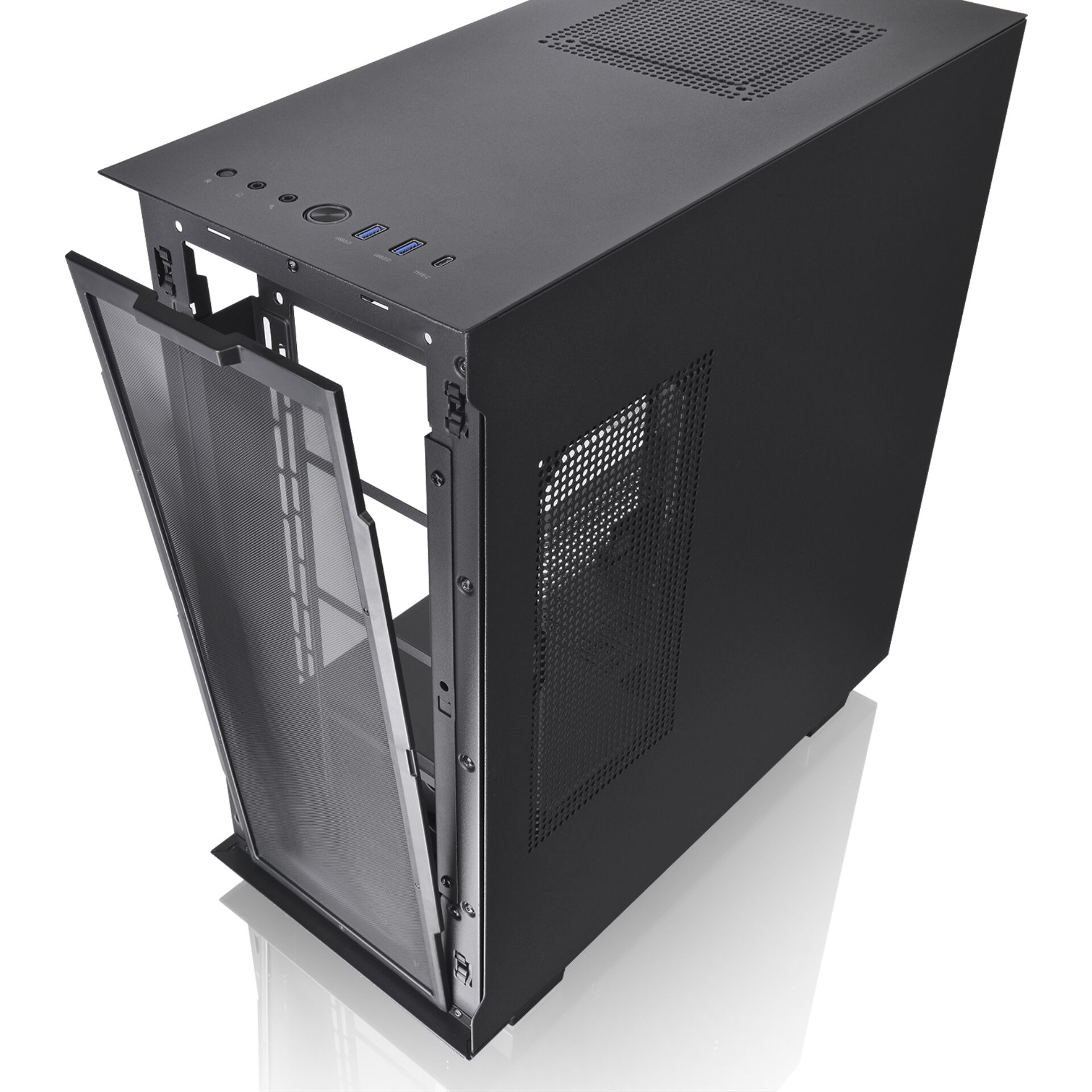  computer case, mid tower, mesh panel, front panel, glass door