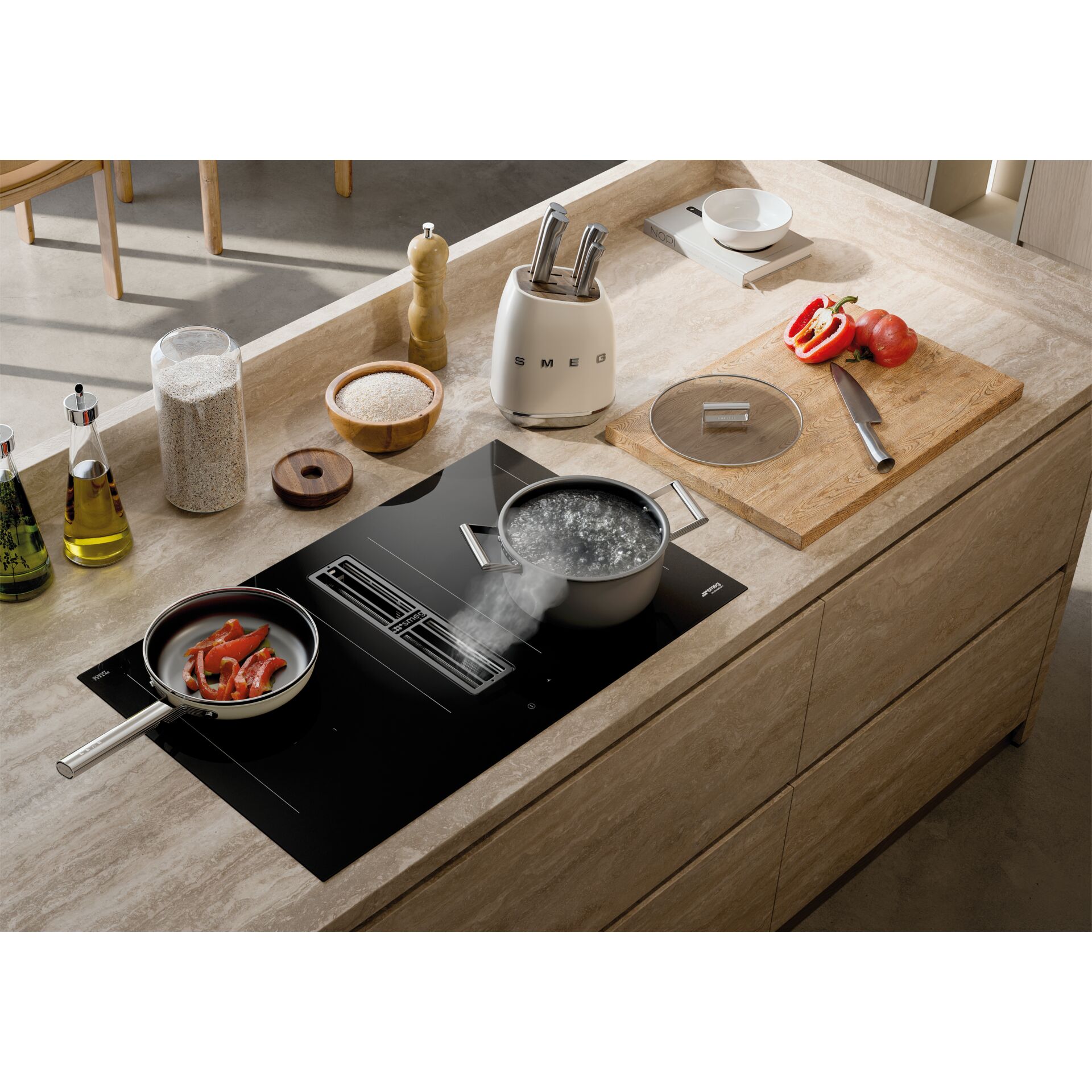 Kochfeld, Drinnen, Küche, Messer, Kochgeschirr