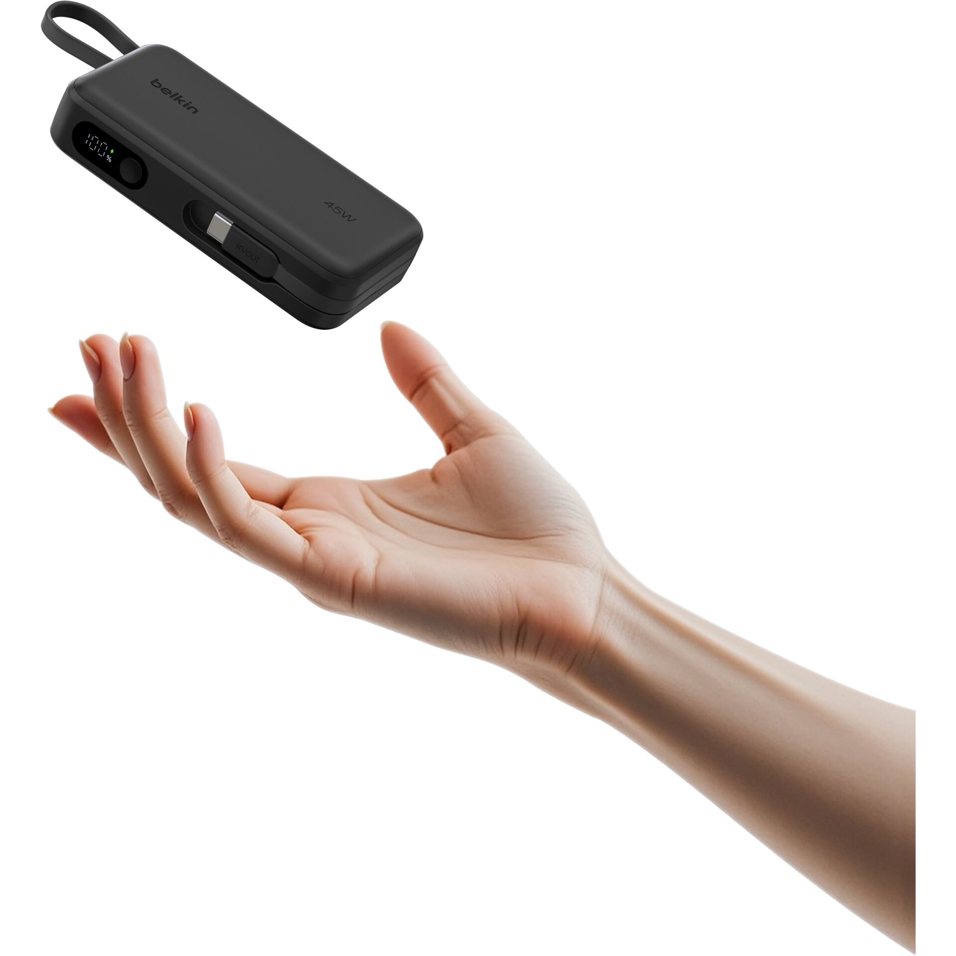 powerbank, portabler Ladeakku, USB-C, schwarz, 45W