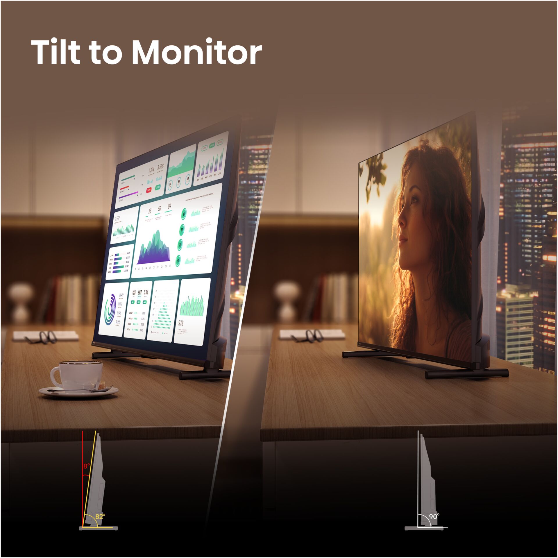 Monitor, Dual-Monitor, Tilt-Stand, Ergonomisch, Curved Screen