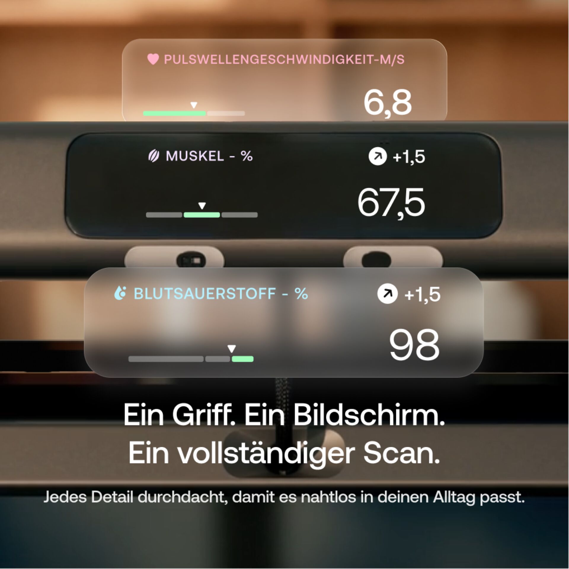 Herzfrequenz, Pulsmesser, Muskelprozent, Blutsauerstoff, Sportgesundheit