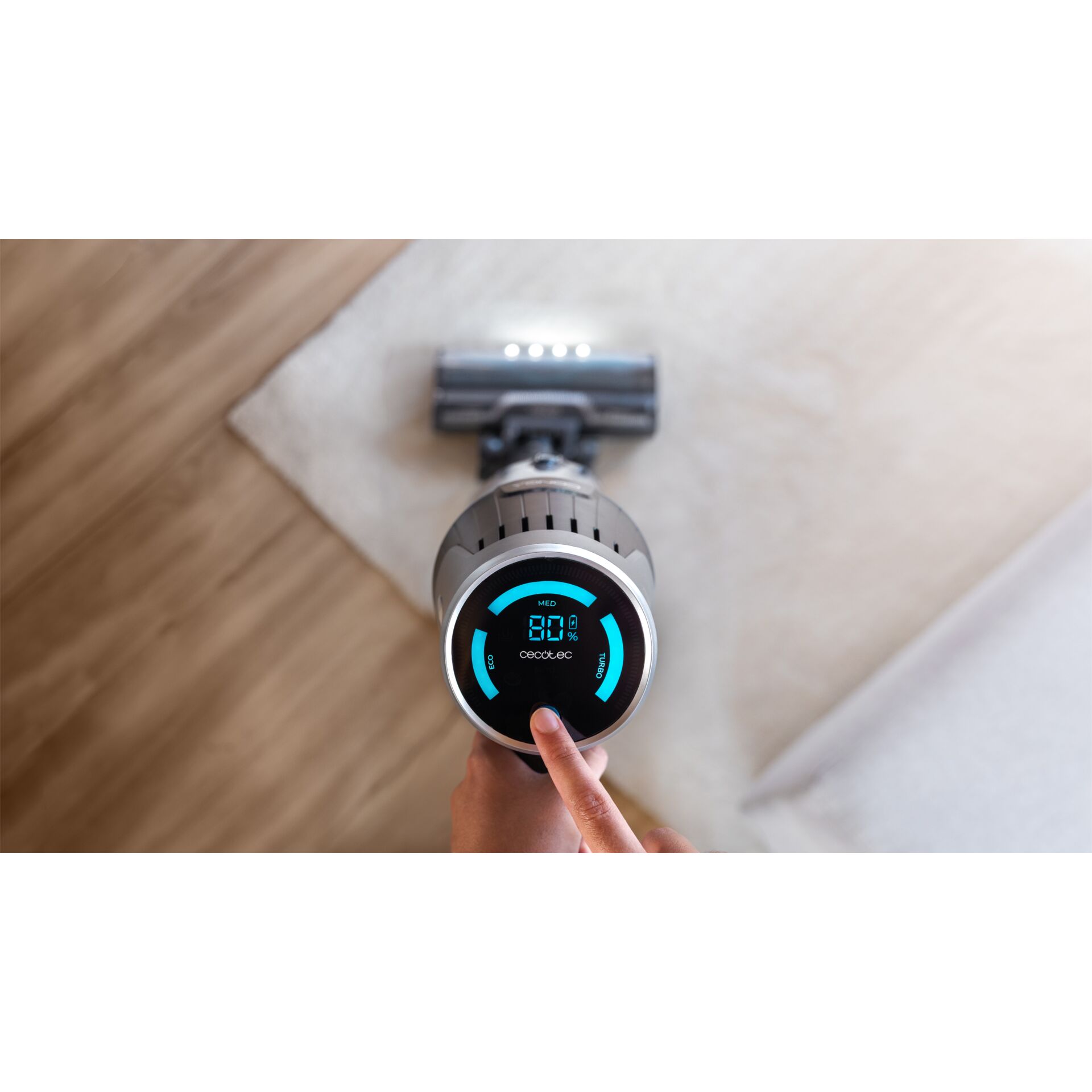 Handhelder Staubsauger, Akku-Staubsauger, Digitale Anzeige, Blaues Akzent, Bodenreinigung