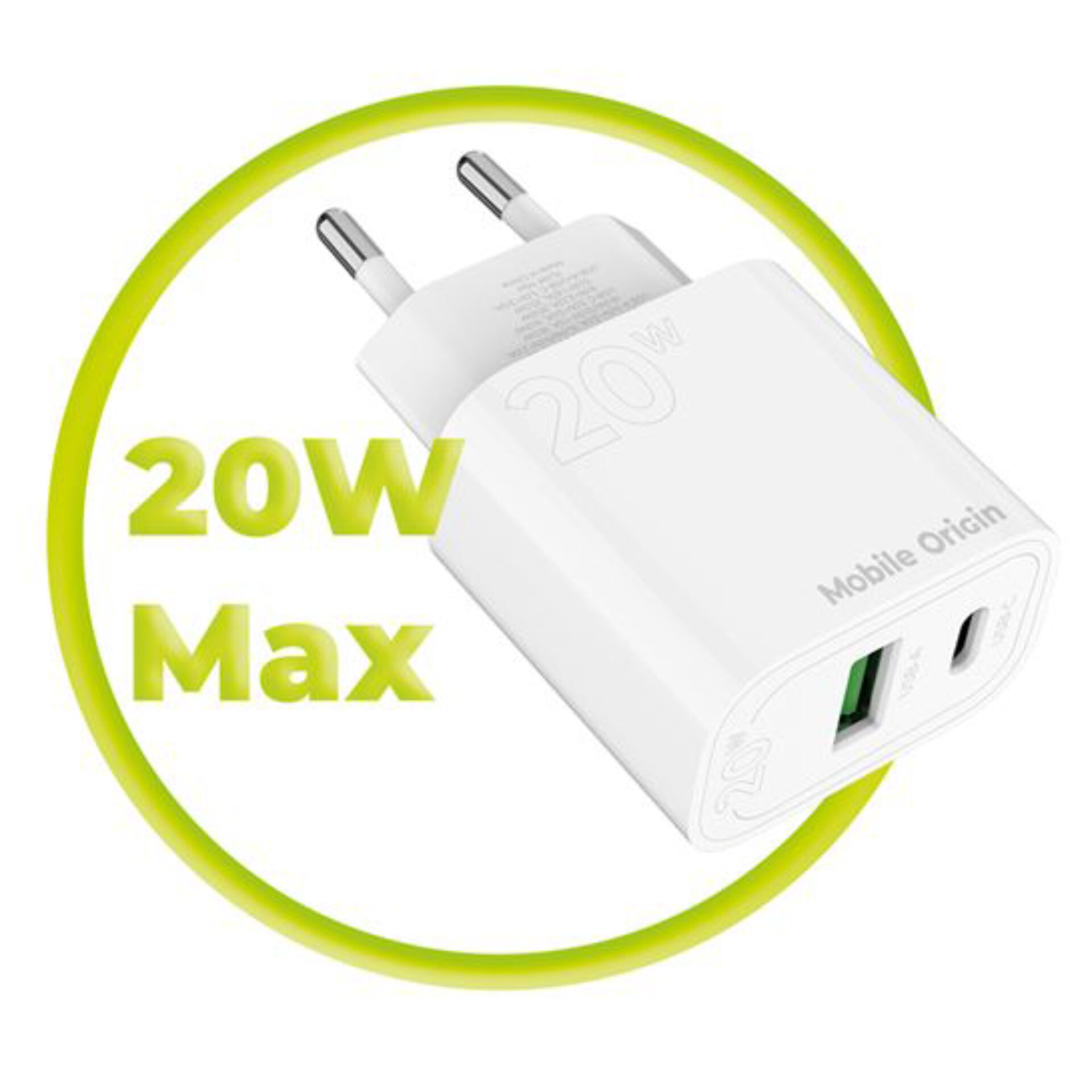 20W, USB-C, Netzadapter, Weiß, Dual-Port