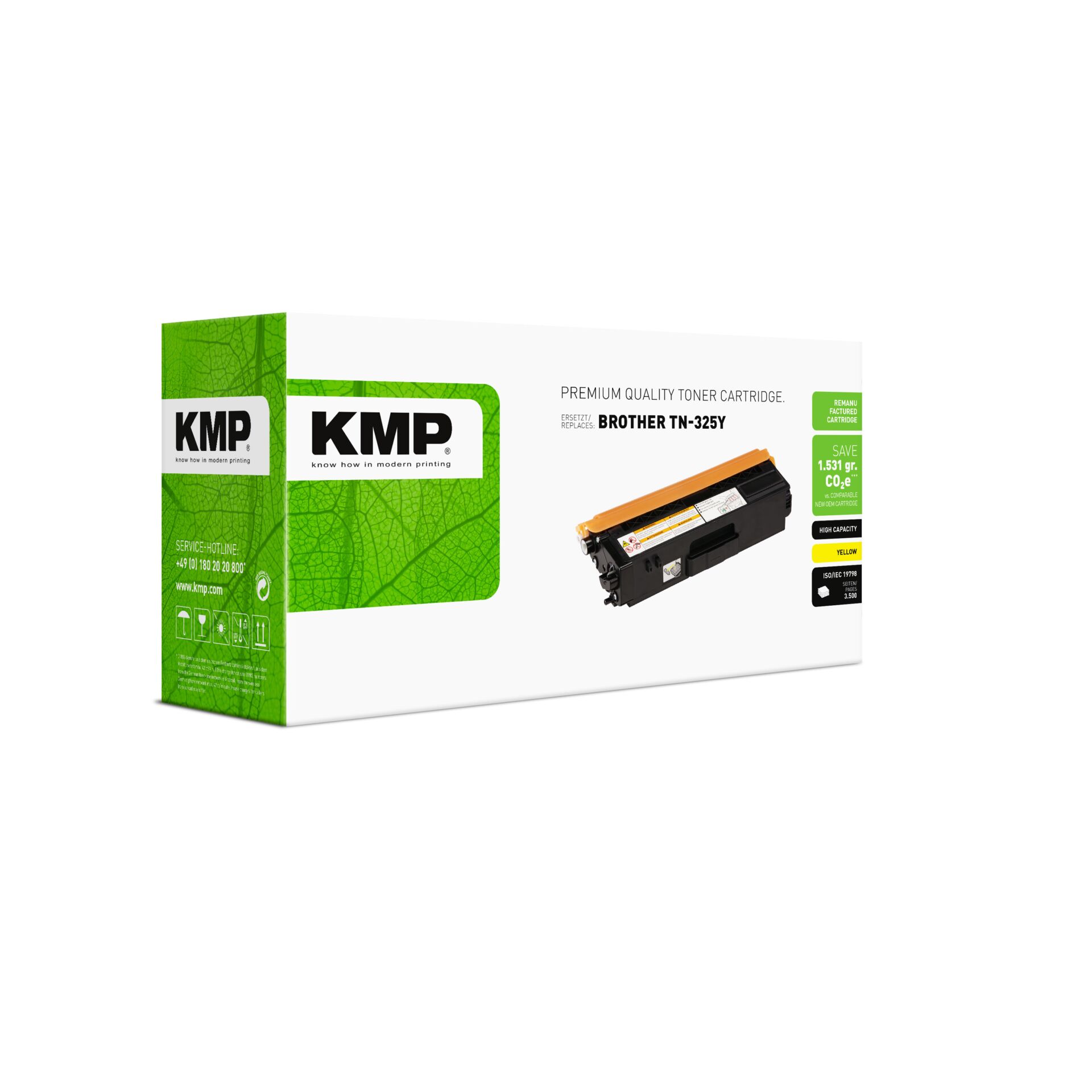 Werbung, Plakat, Visitenkarte, Text, Computerausrüstung, Tonerpatrone, KMP, TN-325Y, Gelb, Hohe Kapazität