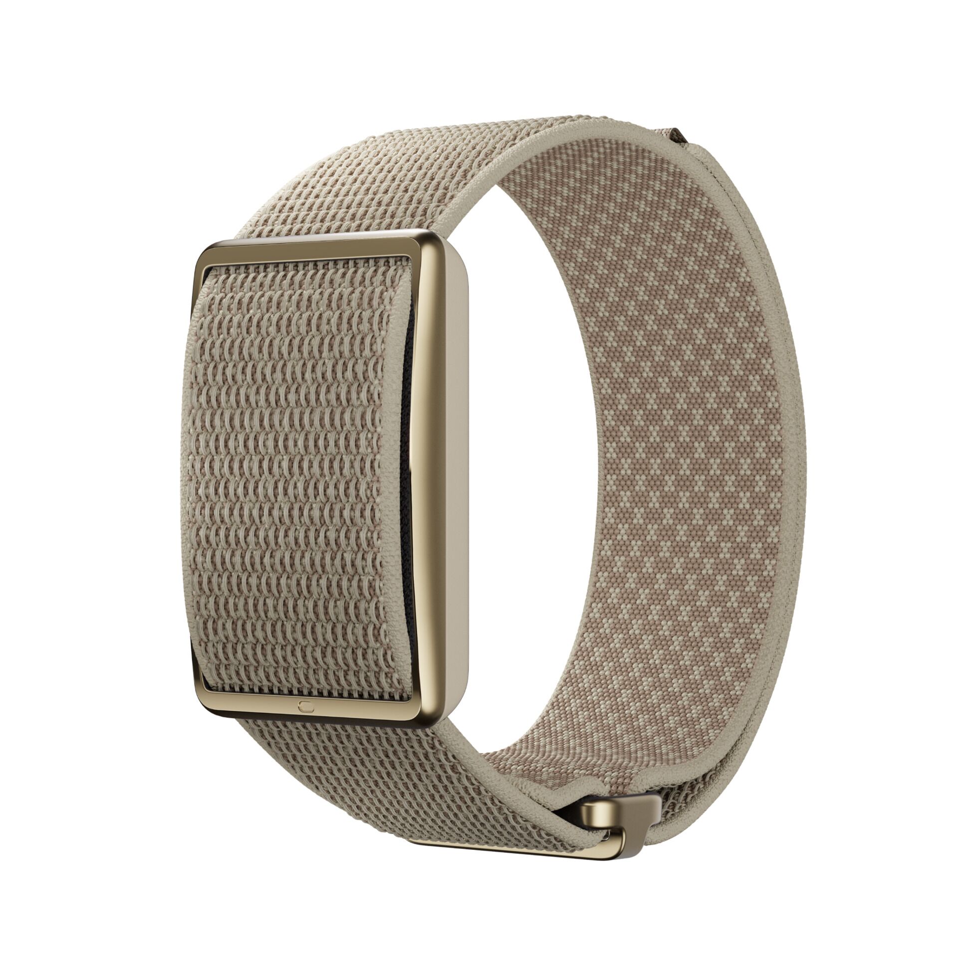 Smartwatch band, Mesh strap, Beige, Metal buckle, Adjustable band