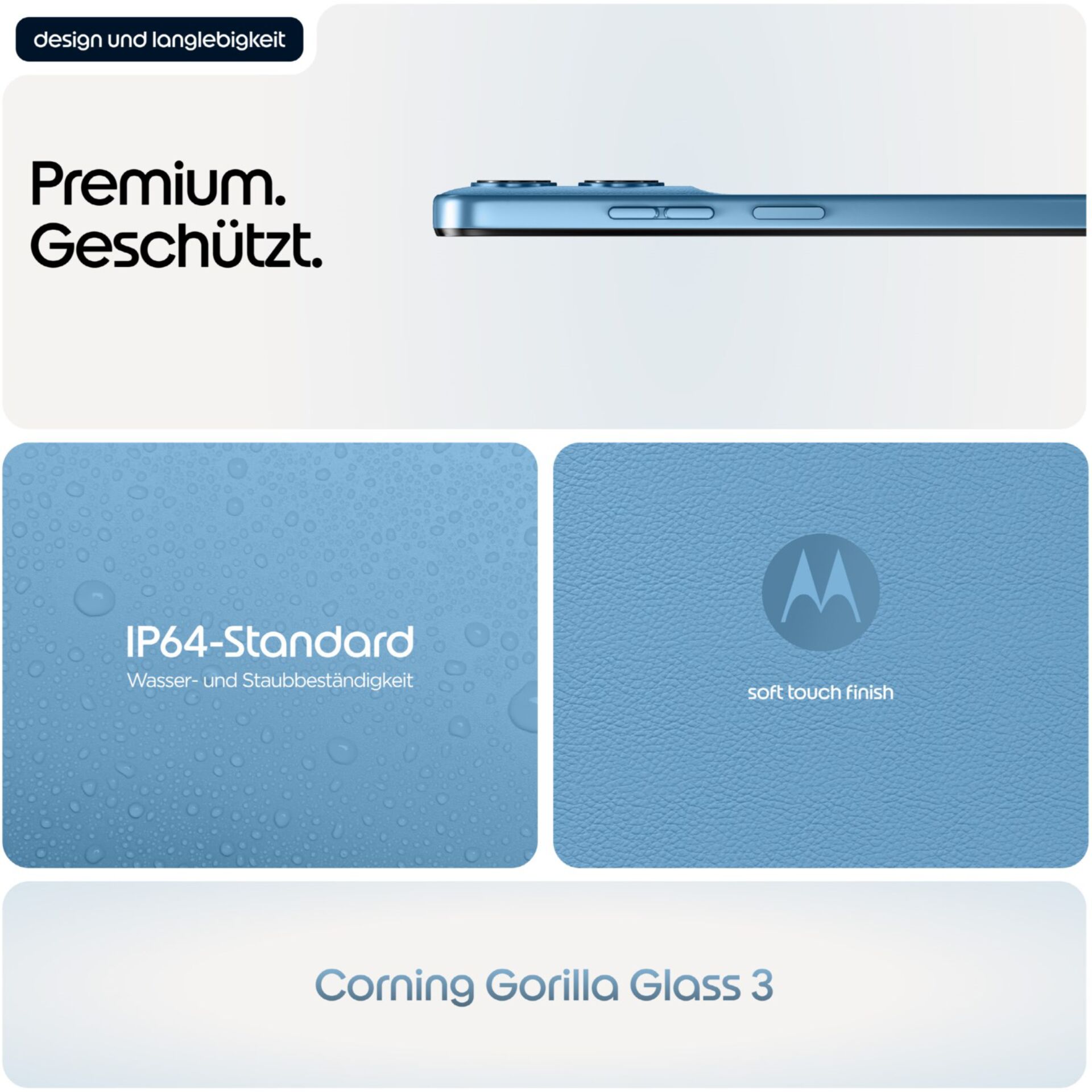 keramik Bildschirm, blau, Glasabschluss, GORILLA GLASS 3, wasserfest