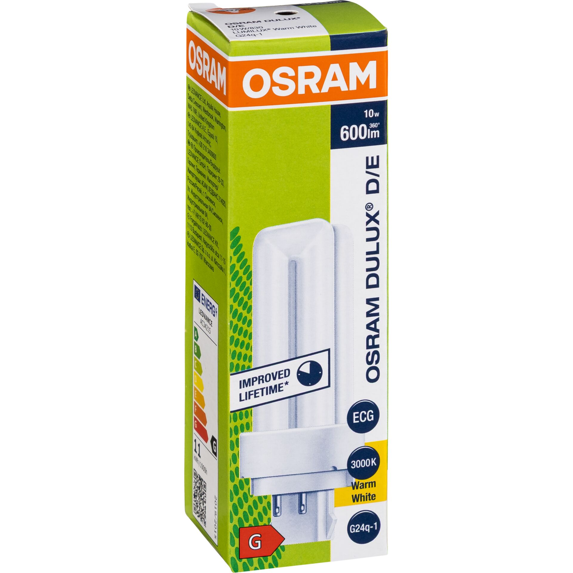 Osram DULUX D/E Energiesparlampe  10W/830 G24Q-1 FS1