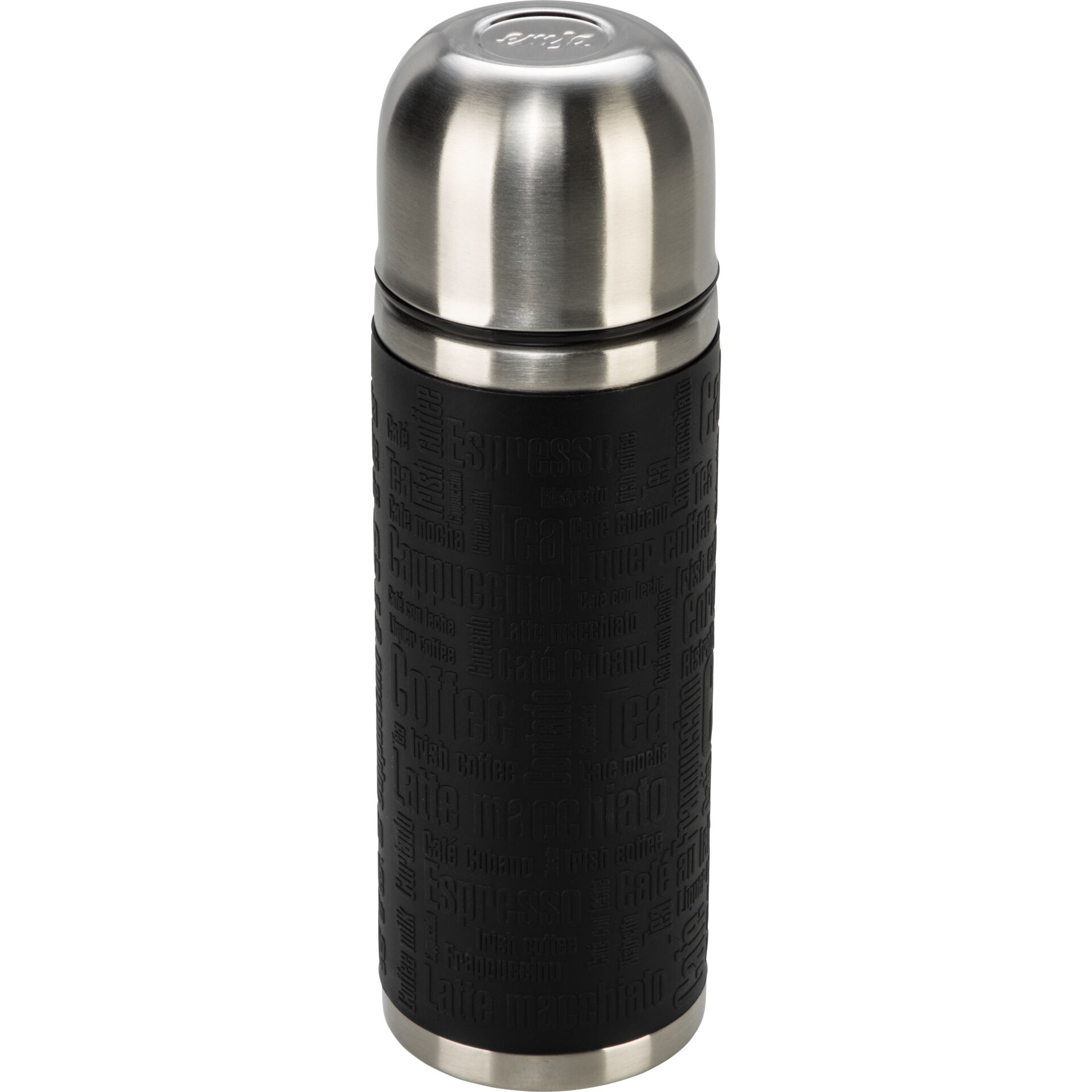 Thermoflasche, Edelstahl, Schwarz texturiert, Isoliert, Auslaufsicher