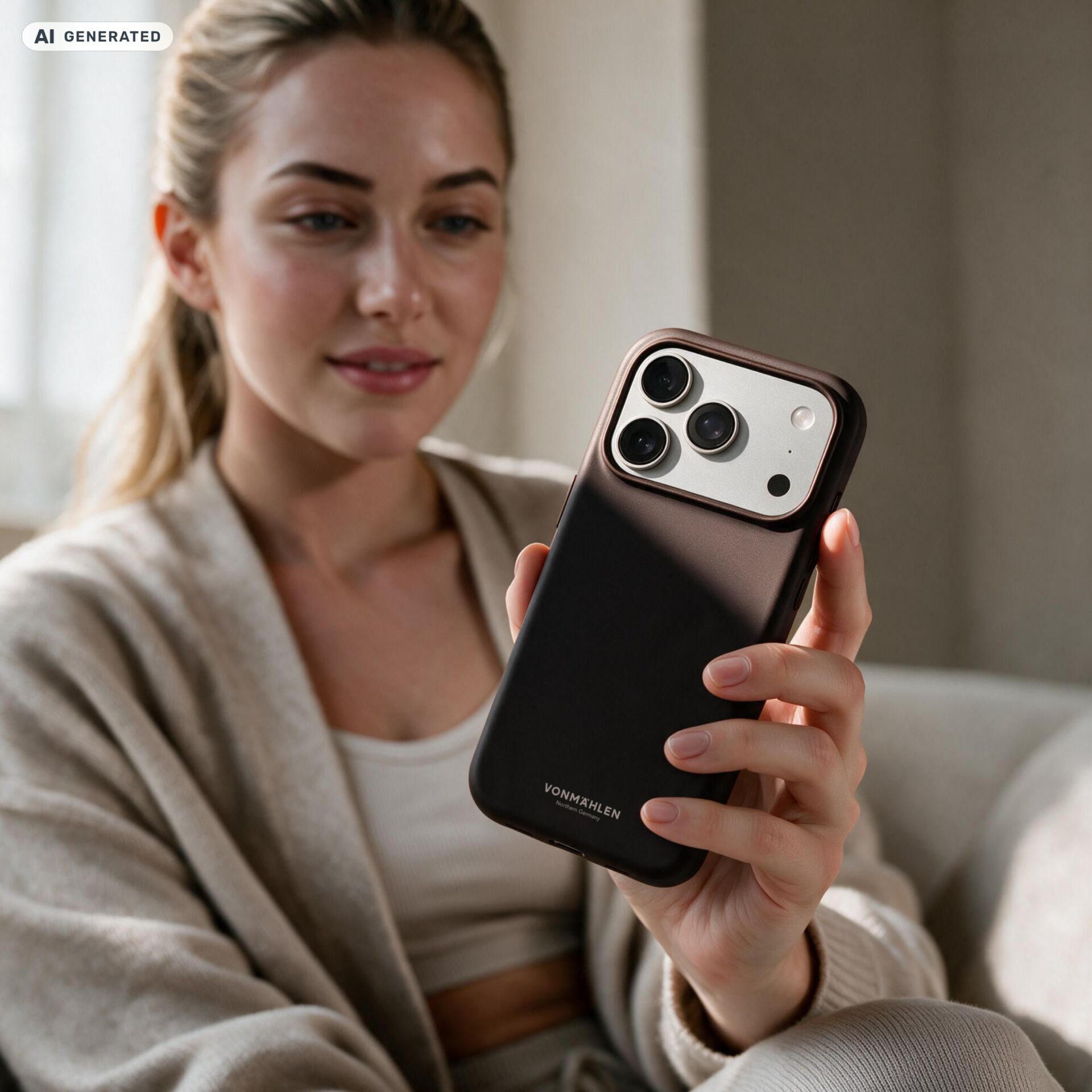 Smartphonehülle, Handyhülle, Dreifachkamera, Lederoptik, Vonmahlen