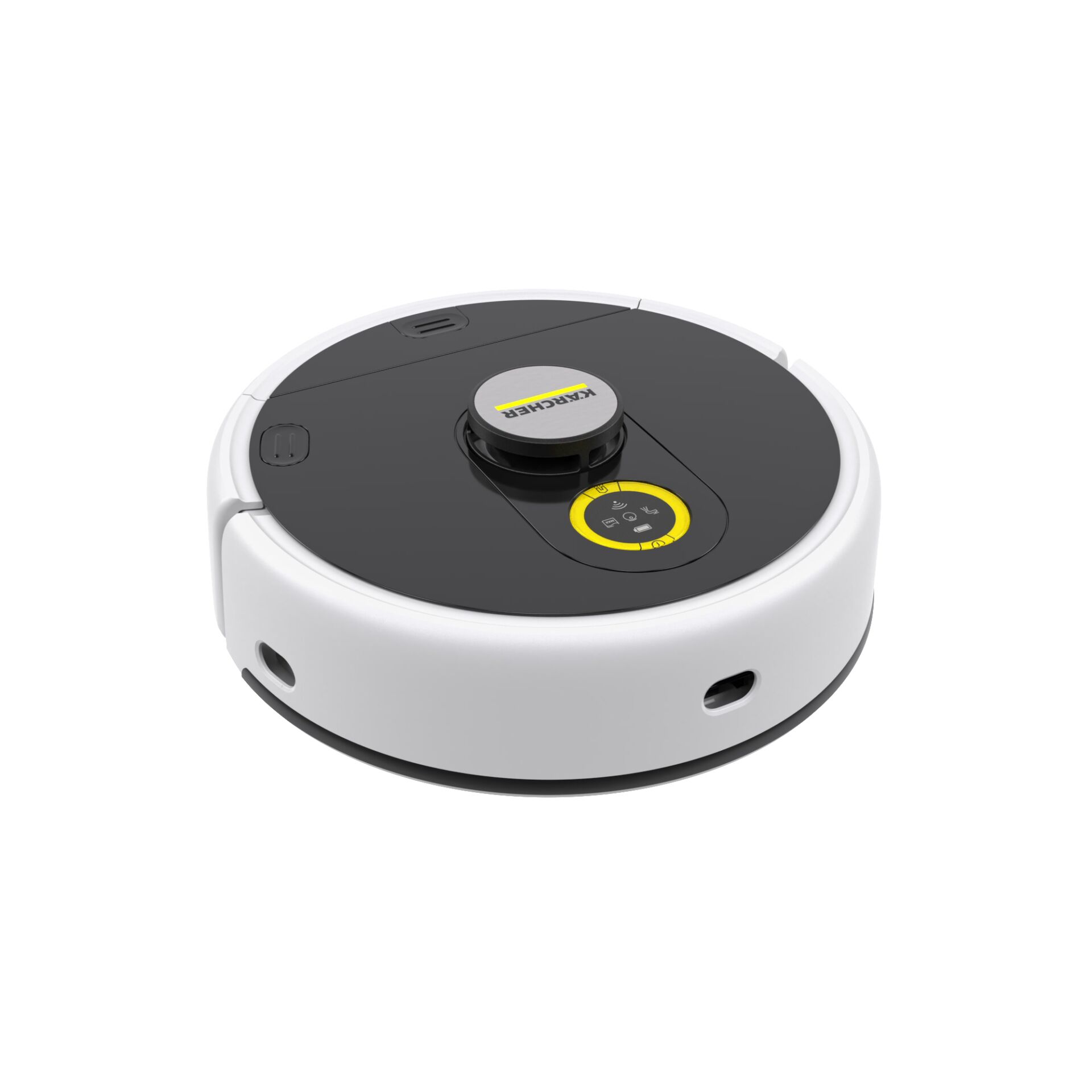 Roboter Staubsauger, Runder Staubsauger, Weißes Gehäuse mit schwarzer Oberseite, Docking-kompatibel, Berührungssteuerung Disk, Robotstaubroboter, Rundroboter, Saugroboter, Koch-?