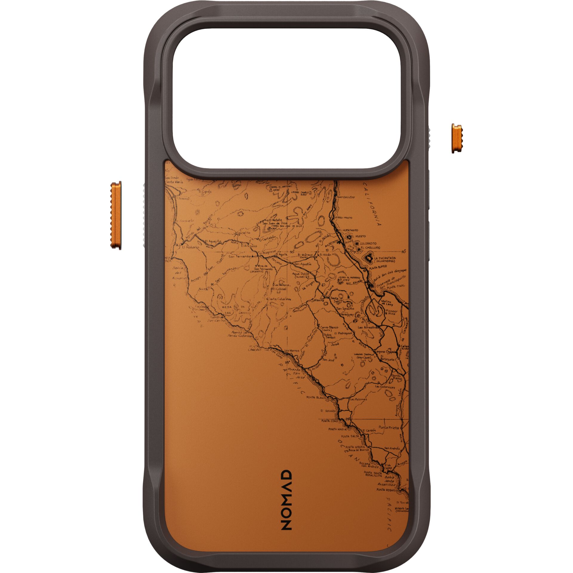 iPhone-Hülle, Kartenmorpus, orange/braun, Schutzrahmen, Magnetlinse Bereich