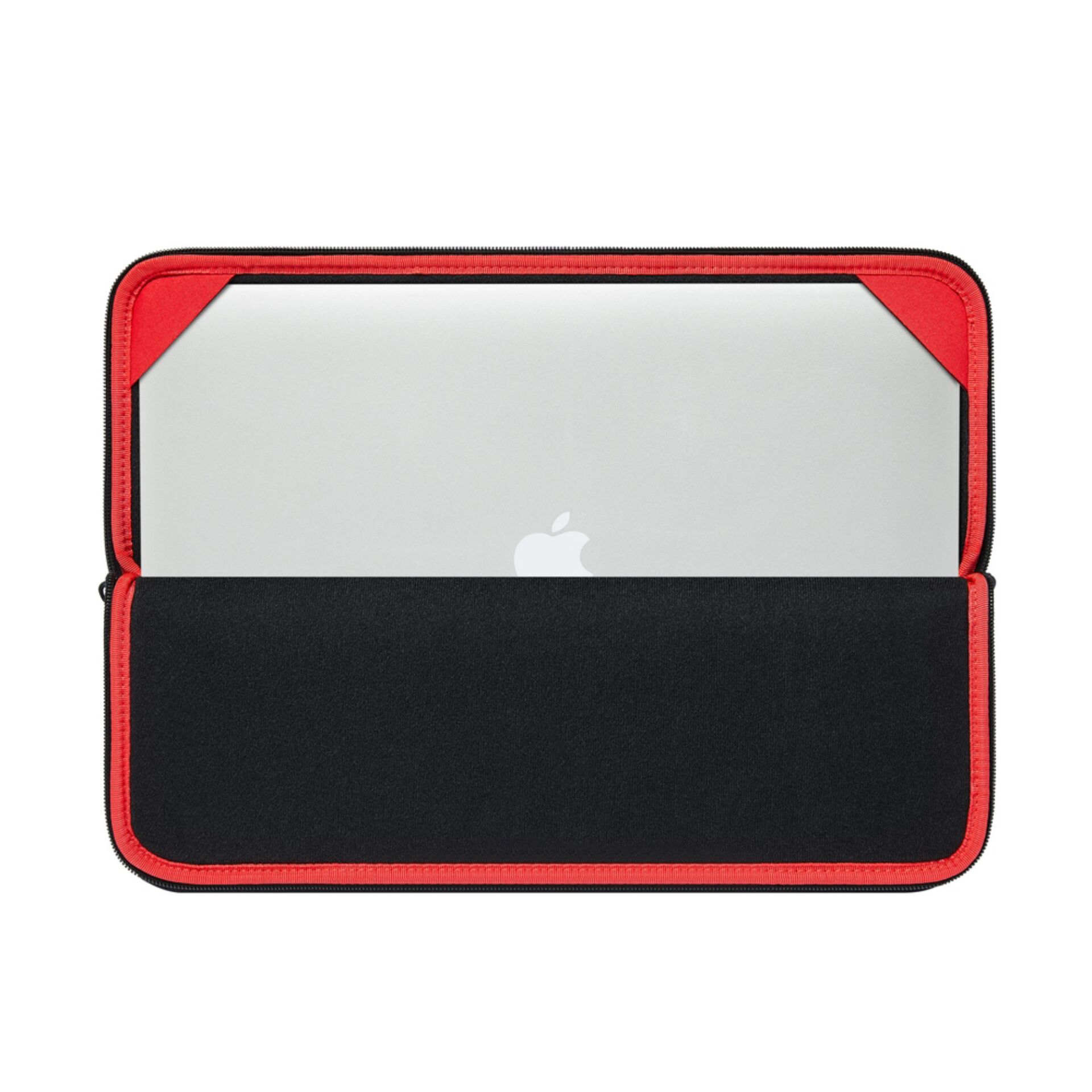 Laptop-Hülle, Notebooktasche, Schwarz, Roter Rand, Reißverschluss