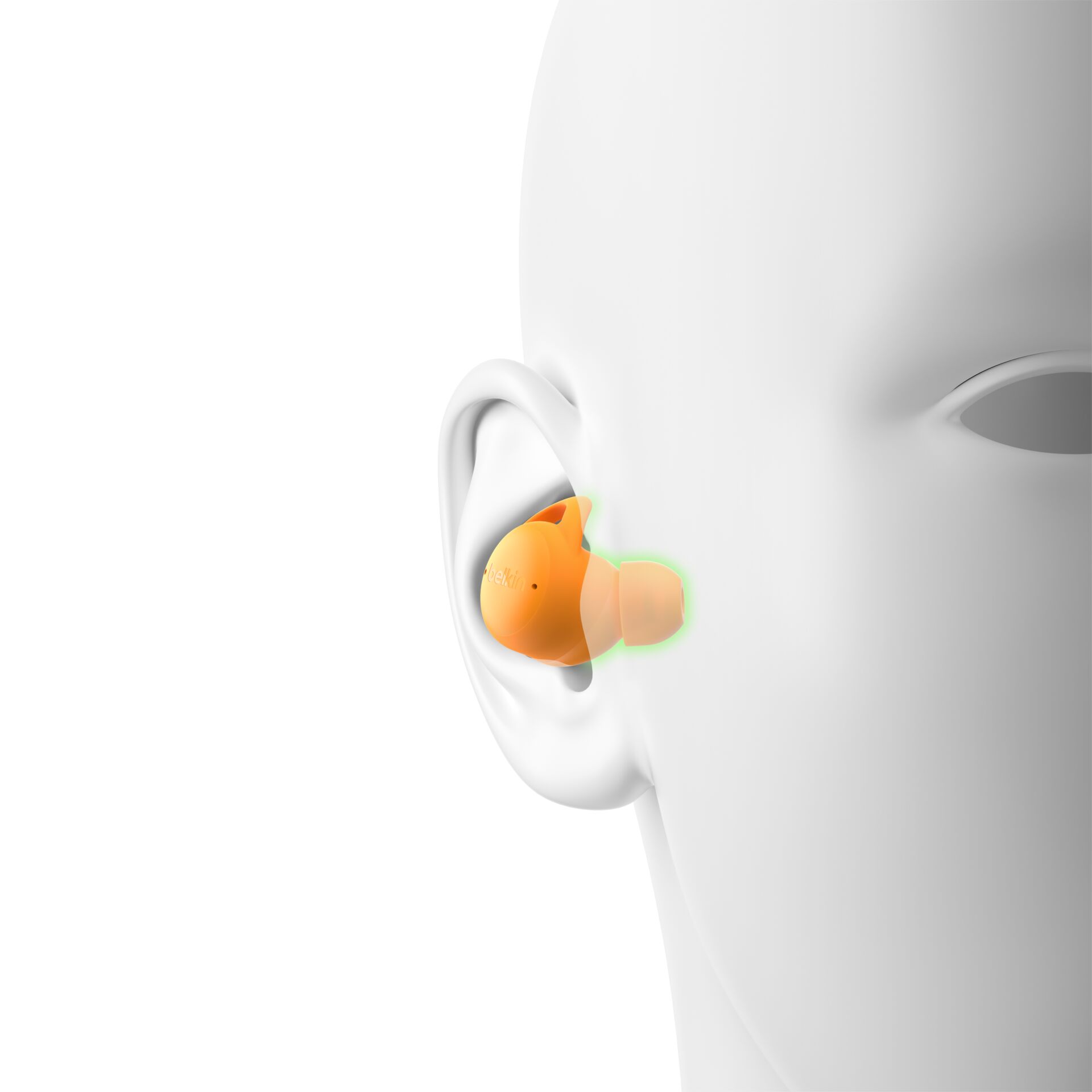 in-ear, ohrstöpsel, kabellos, orange, silikon