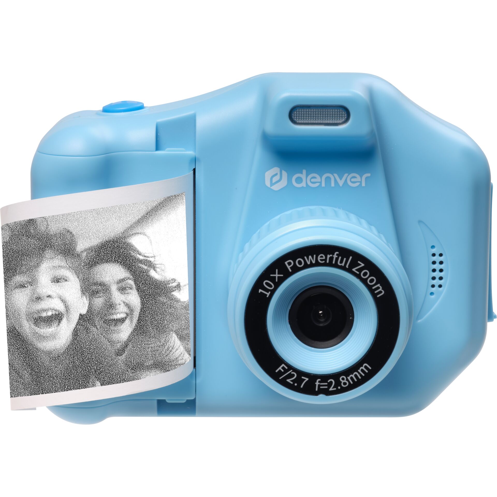 Kinderkamera, Sofortbildkamera, blaues Kunststoffgehäuse, 10-fach-Zoom, integrierter Fotodruck