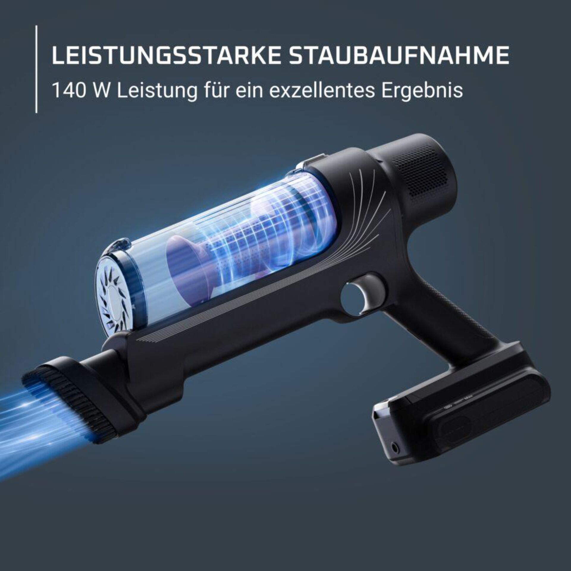 Handstaubsauger, Leistungsstarke Saugeinheit, 140 W, Kaltluftstrom, Akku-Betrieb
