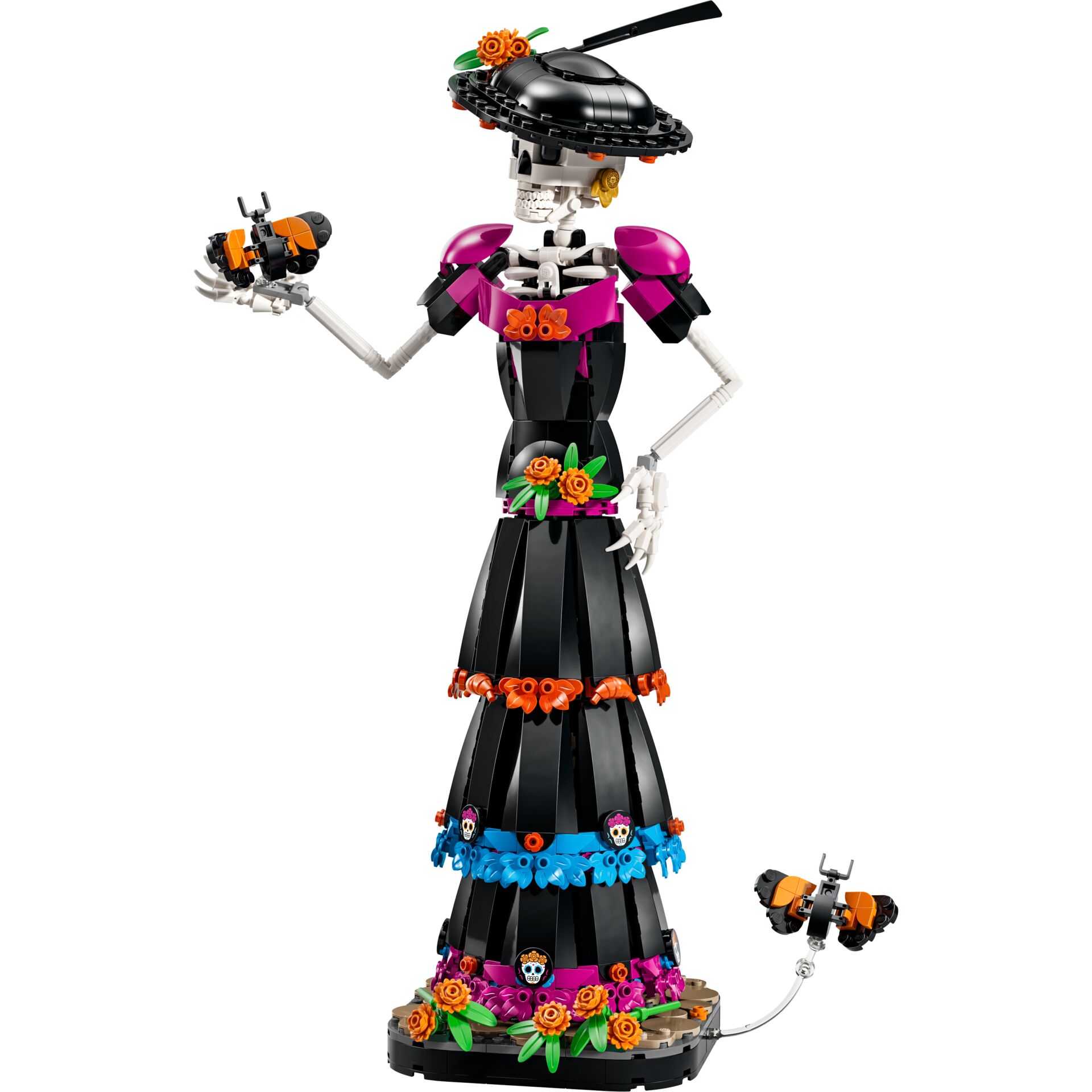 Skelett, Figur, Kleid, Blumen, Sombrero