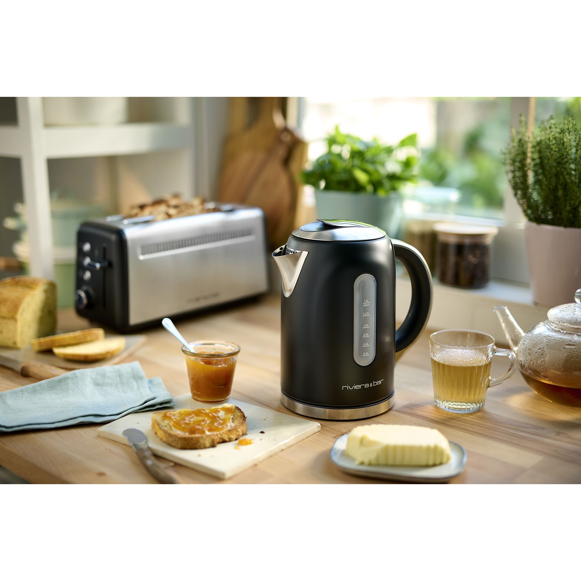 Kettle, Wasserkocher, Edelstahl, Schwarz, Fassungsvermögen