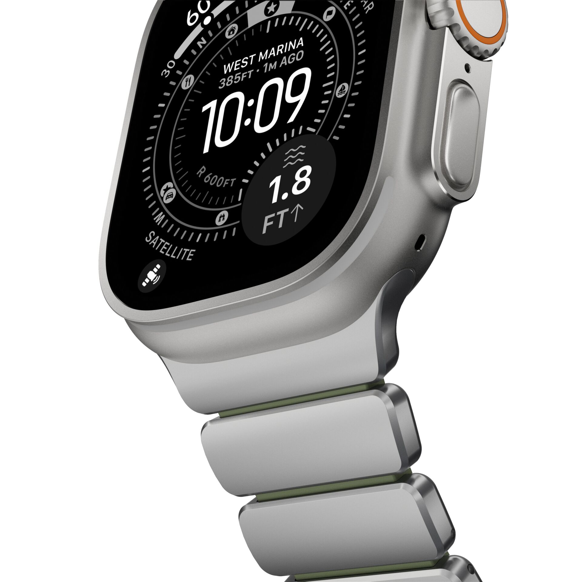 Smartwatch, Metallband, Digitales Zifferblatt, Abgerundete Gehäuse, Grau
