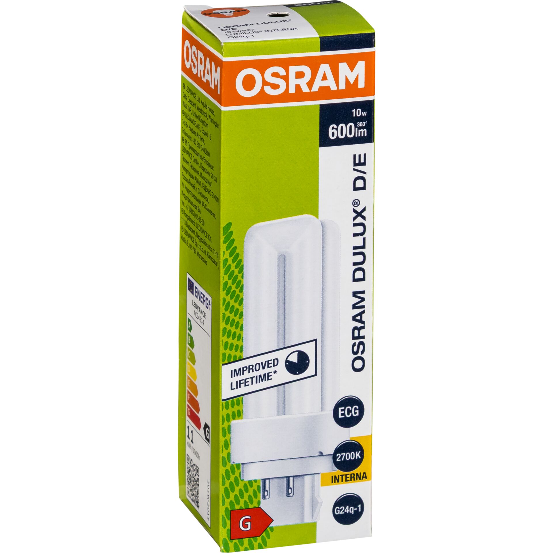 Osram DULUX D/E Energiesparlampe  10W/827 G24Q-1 FS1