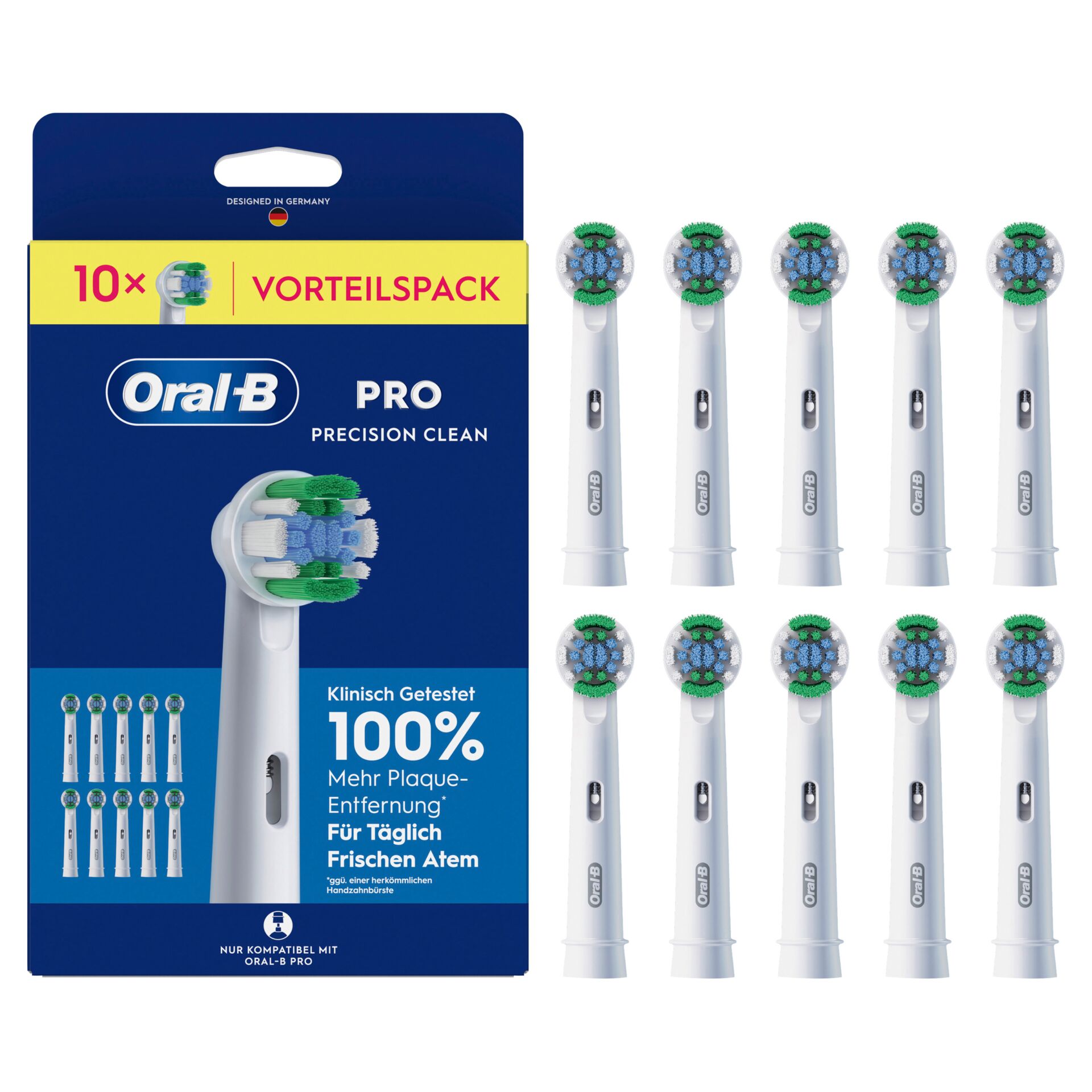 Schallzahnbürstenköpfe, Oral-B Pro, Elektrische Zahnbürstenkopf, Weiß, Grün