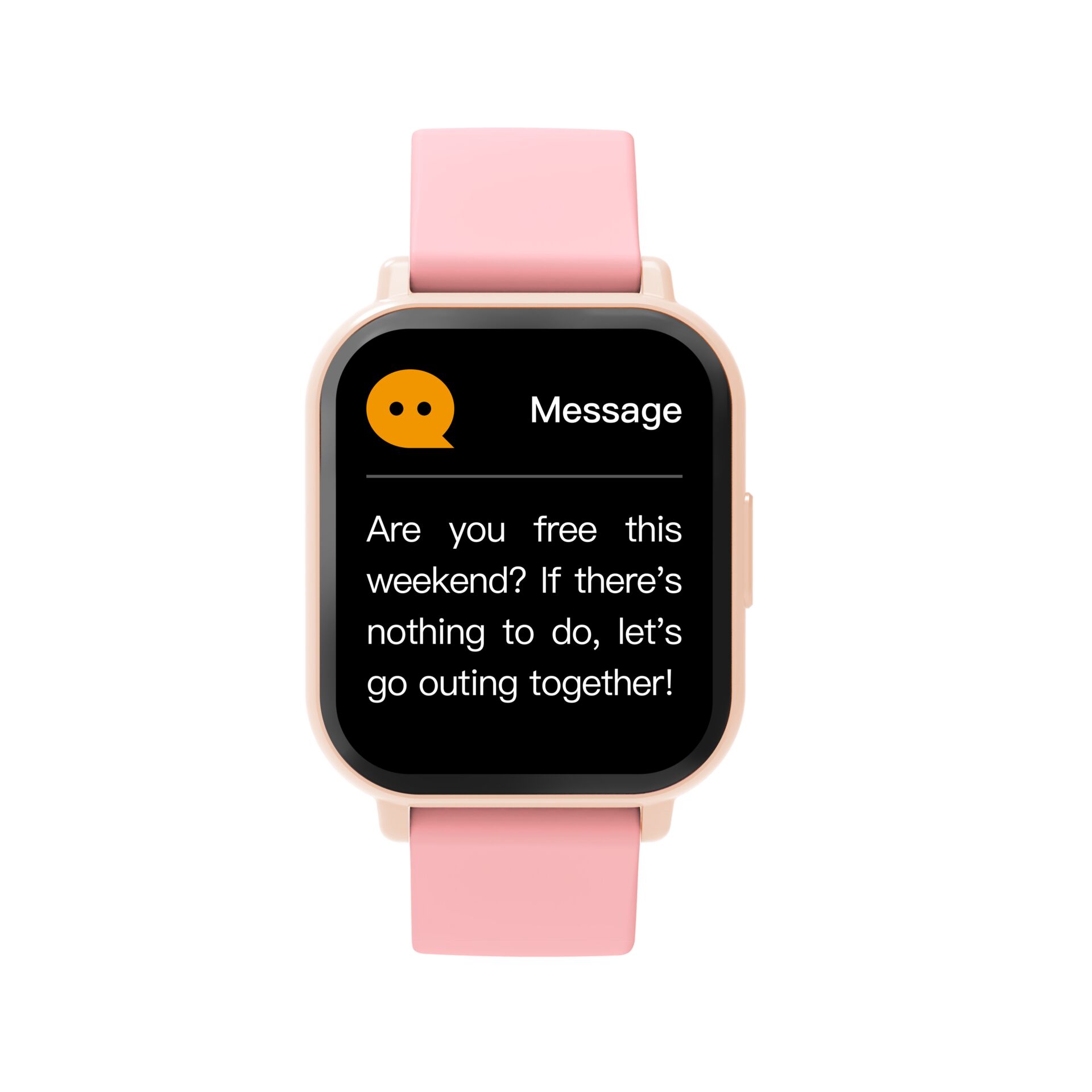 smartwatch, pink, digital-display, touchscreen, message