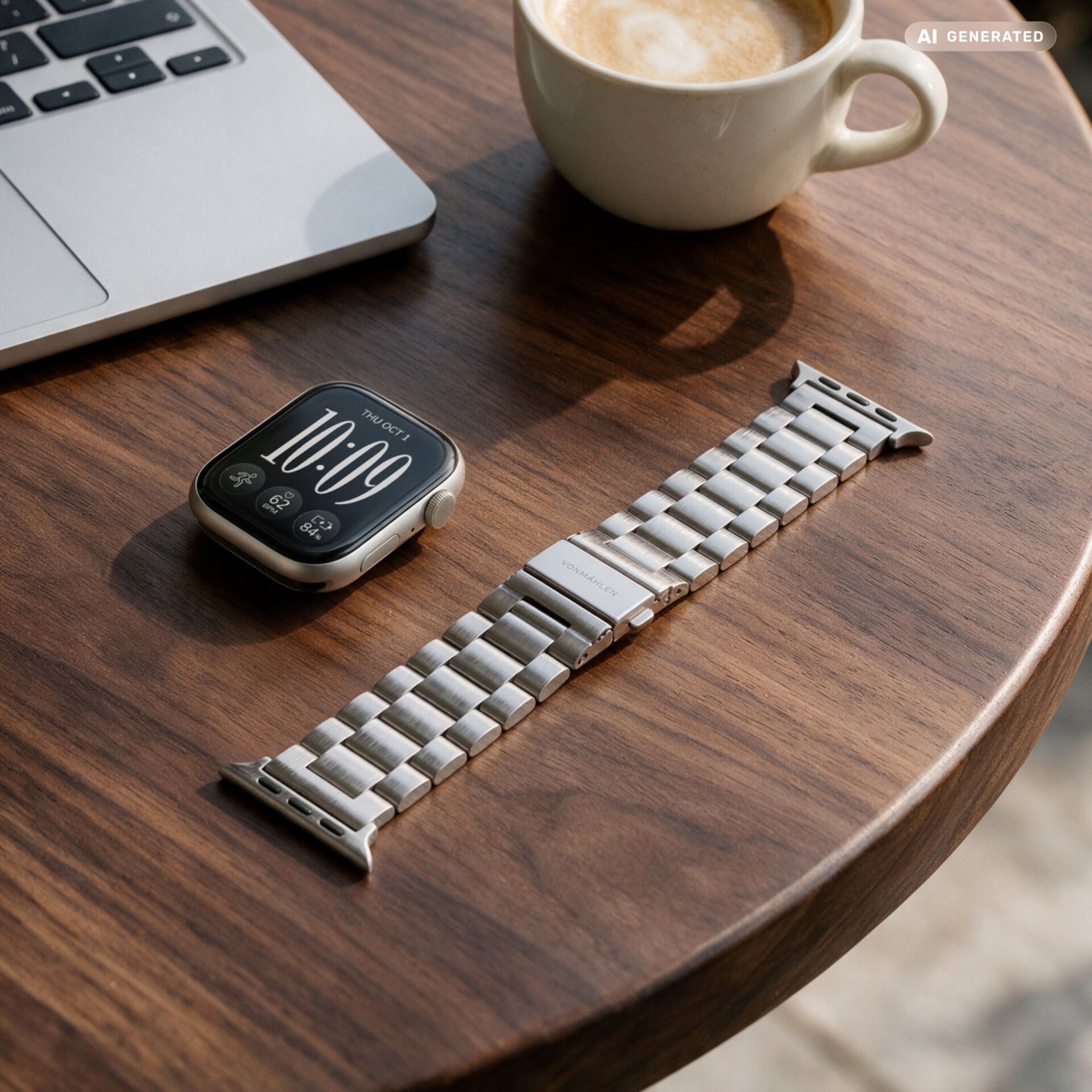 Smartwatch-Armband, Edelstahl, Silberfarben, Gliederarmband, Metallarmband