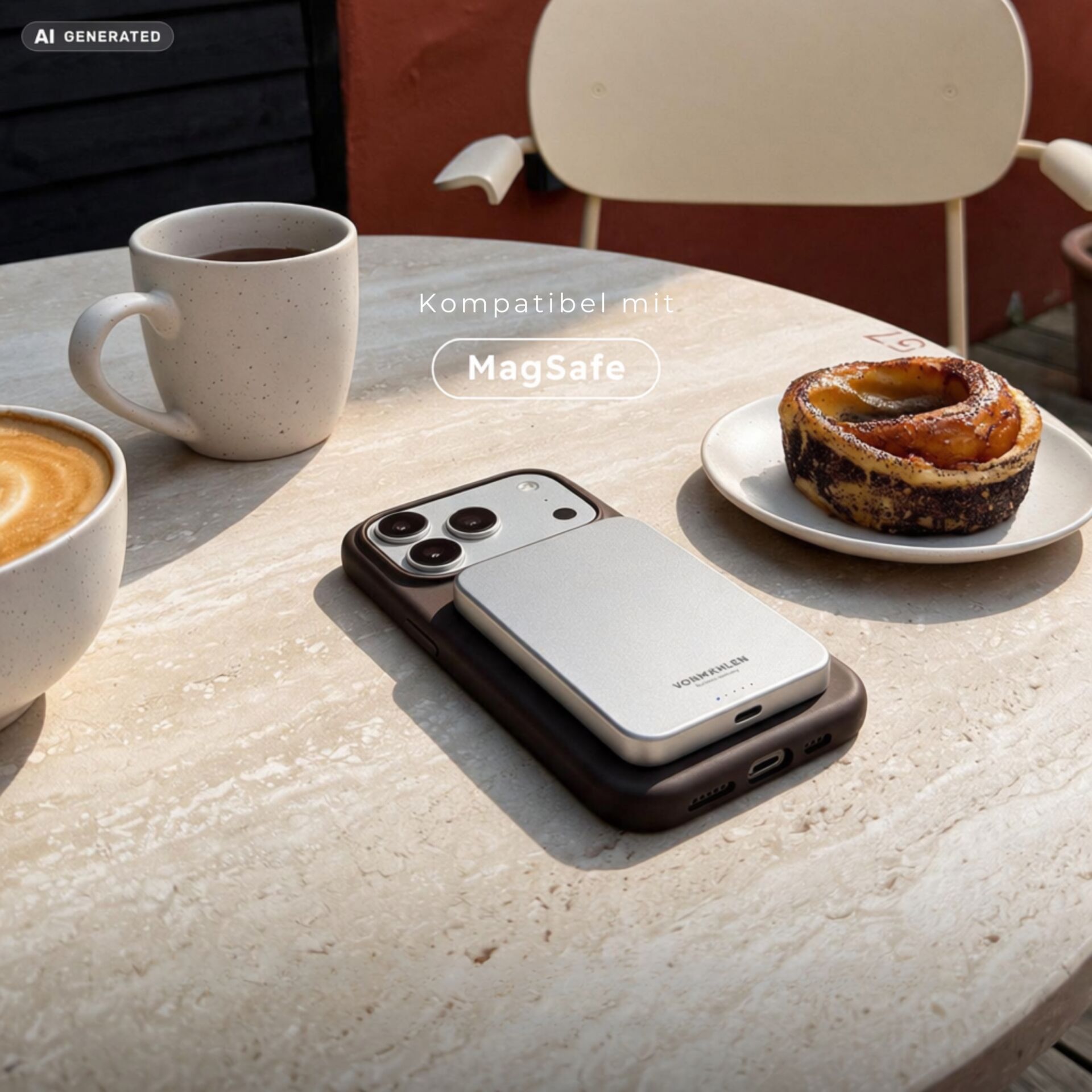 Smartphone, Hülle, iPhone, Dreifach-Kamera, Tisch-Kaffee
