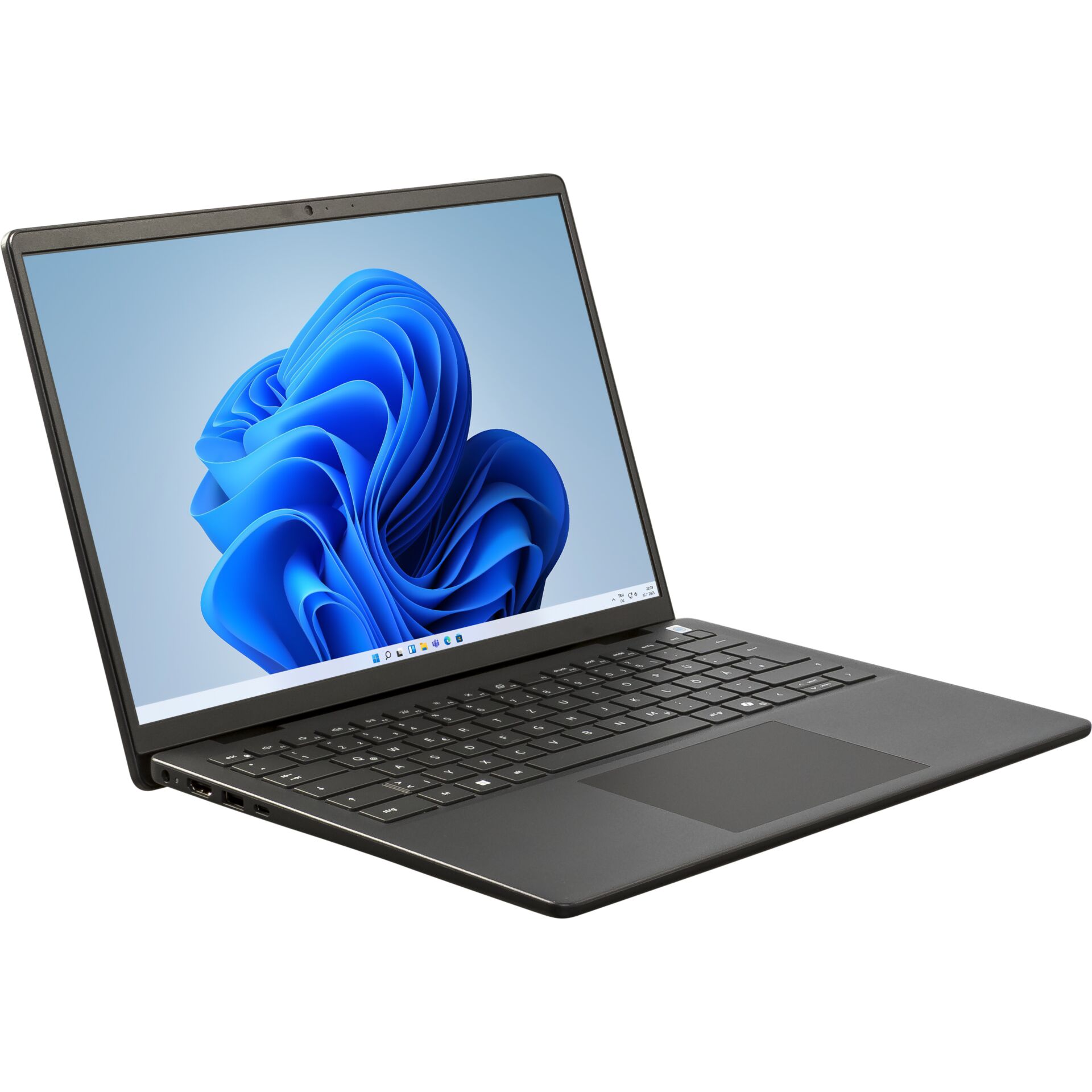 Laptop, Schlankes Gehäuse, Seitliche Ansicht, USB-C, Kopfhöreranschluss, laptop, 14-Zoll, Ultrabook, Grau, Tastatur