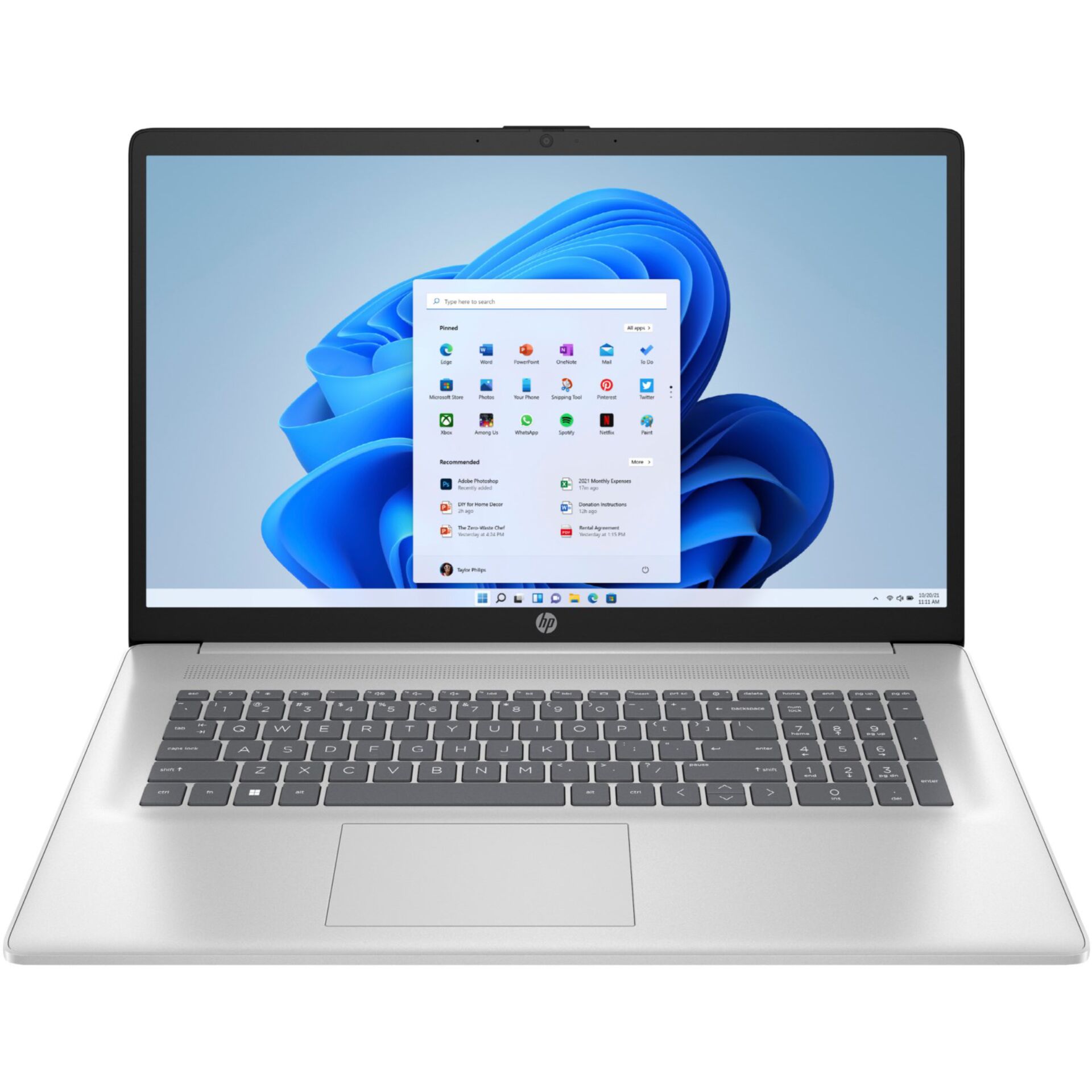 laptop, HP-Laptop, Silber, Tastatur, Display