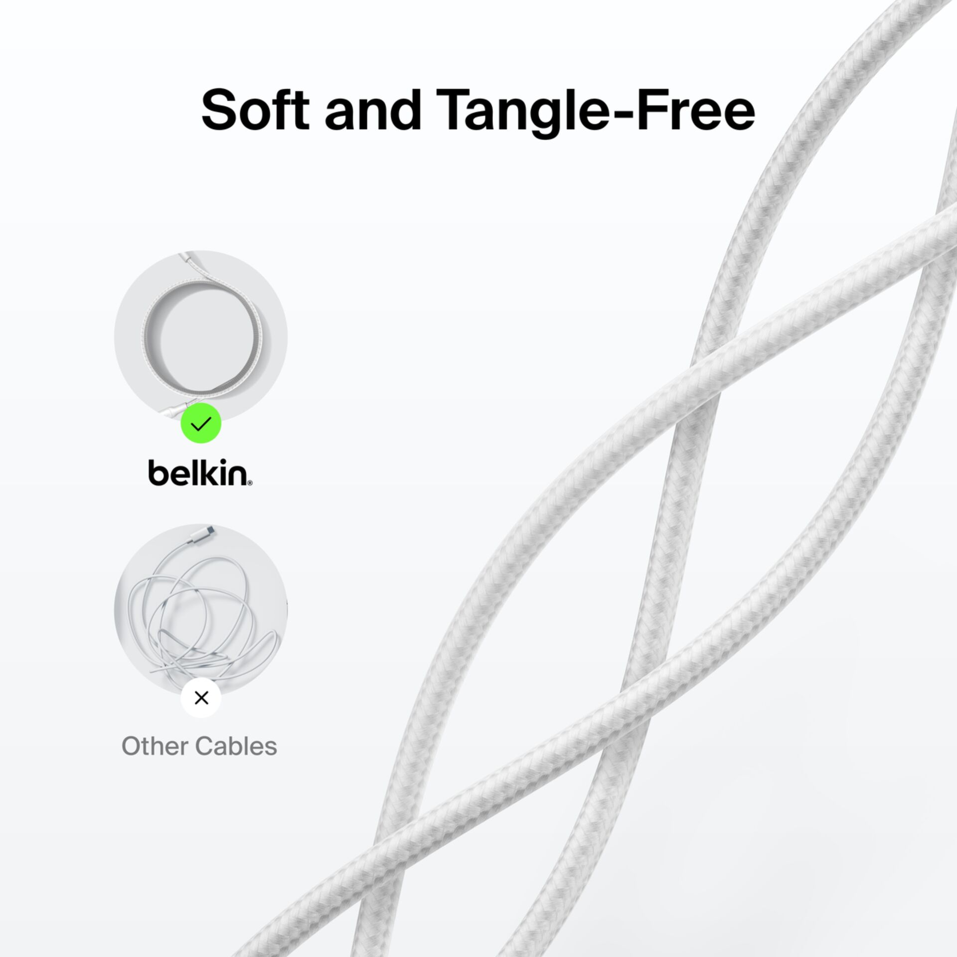 Kabel, Kabel, geflochten, weiß, Belkin