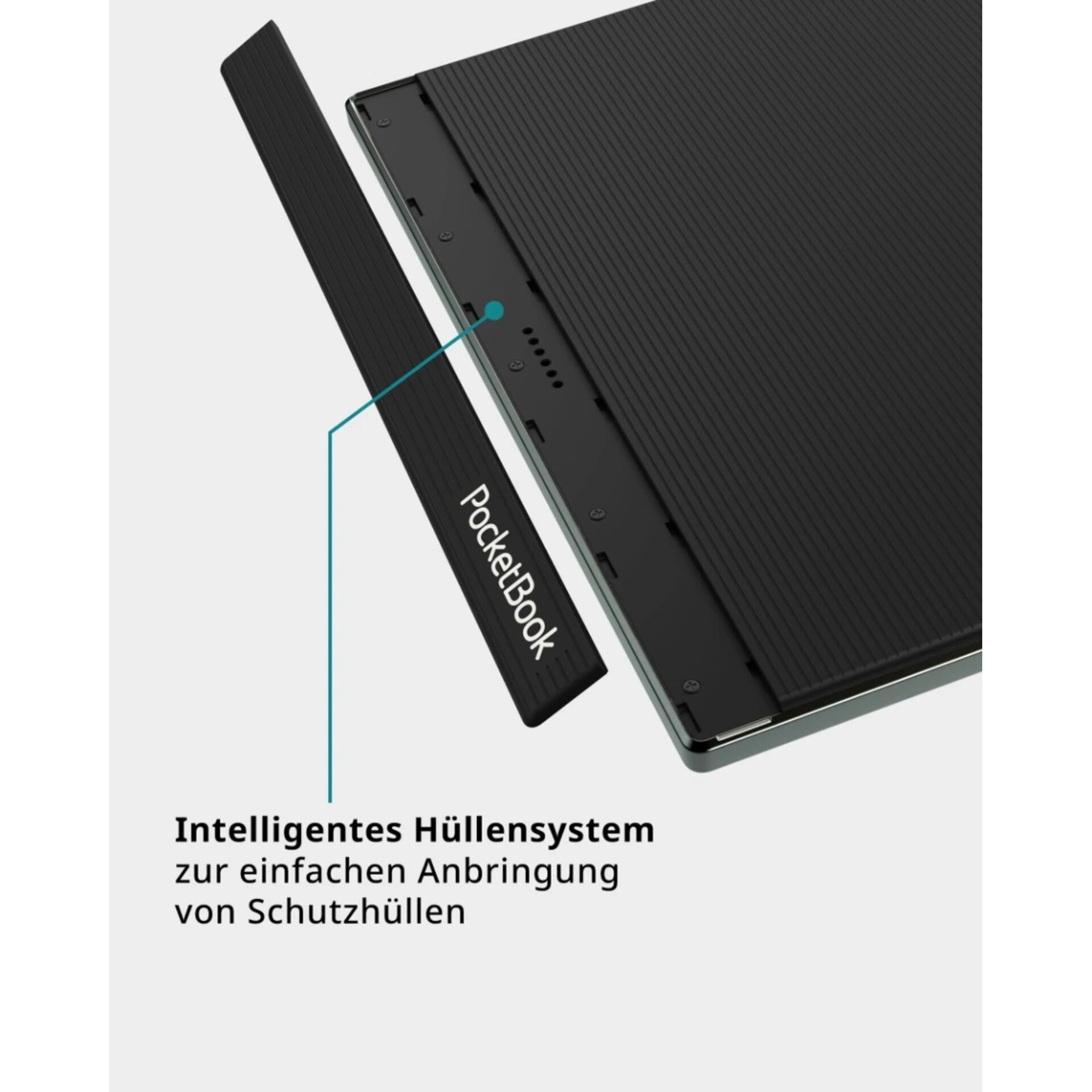 Hülle-System, Schutzhülle, PocketBook, Ladeanschluss, Rückseite