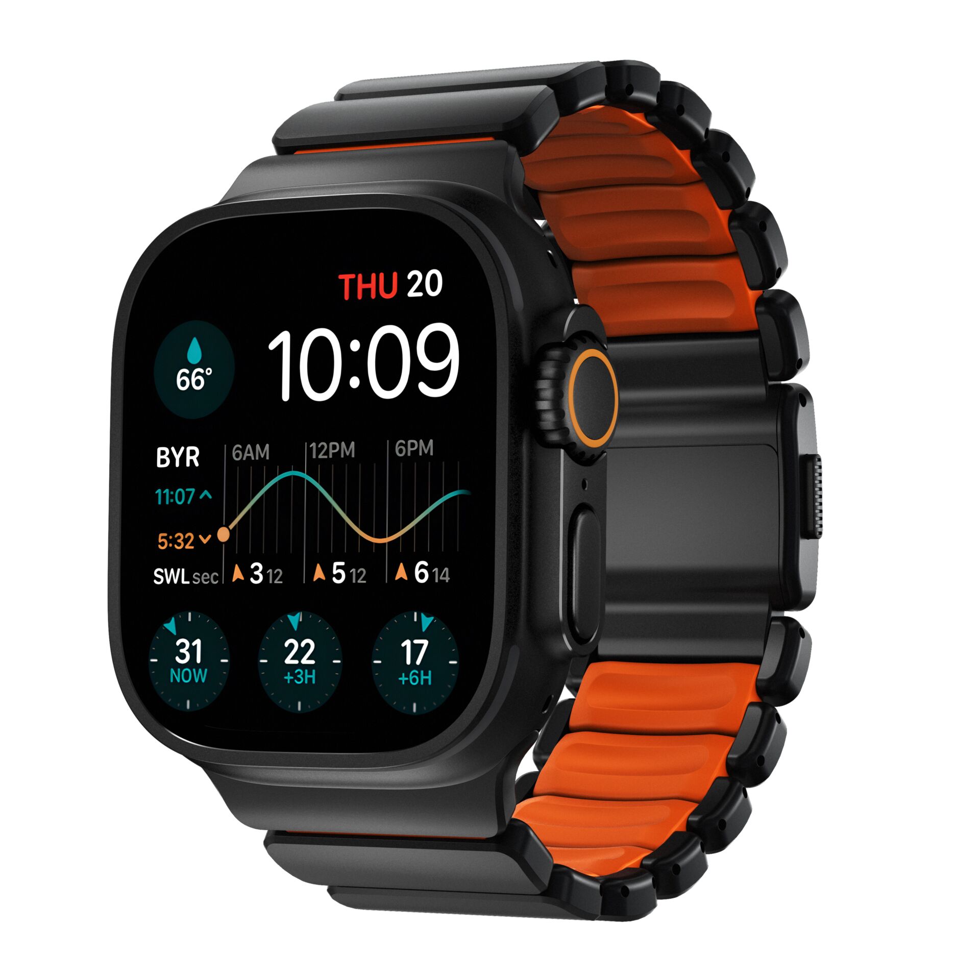 Nomad Stratos Band Titanium  Black 49mm Ultra Orange