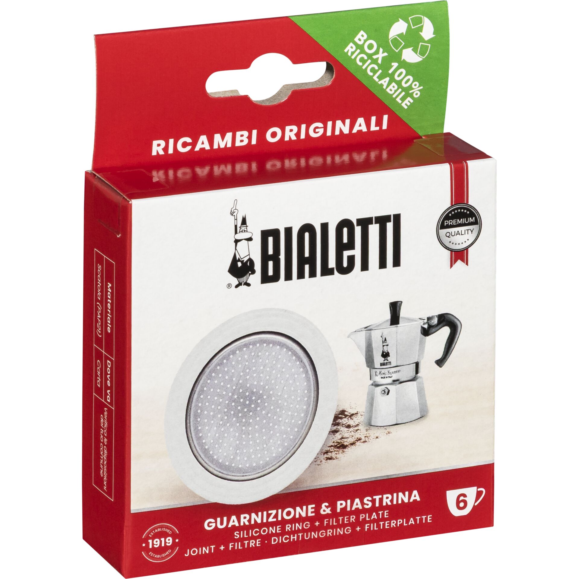 Bialetti Ricambi Induc. 1 Ersatz  dichtung + 1 Filter 6 Tassen