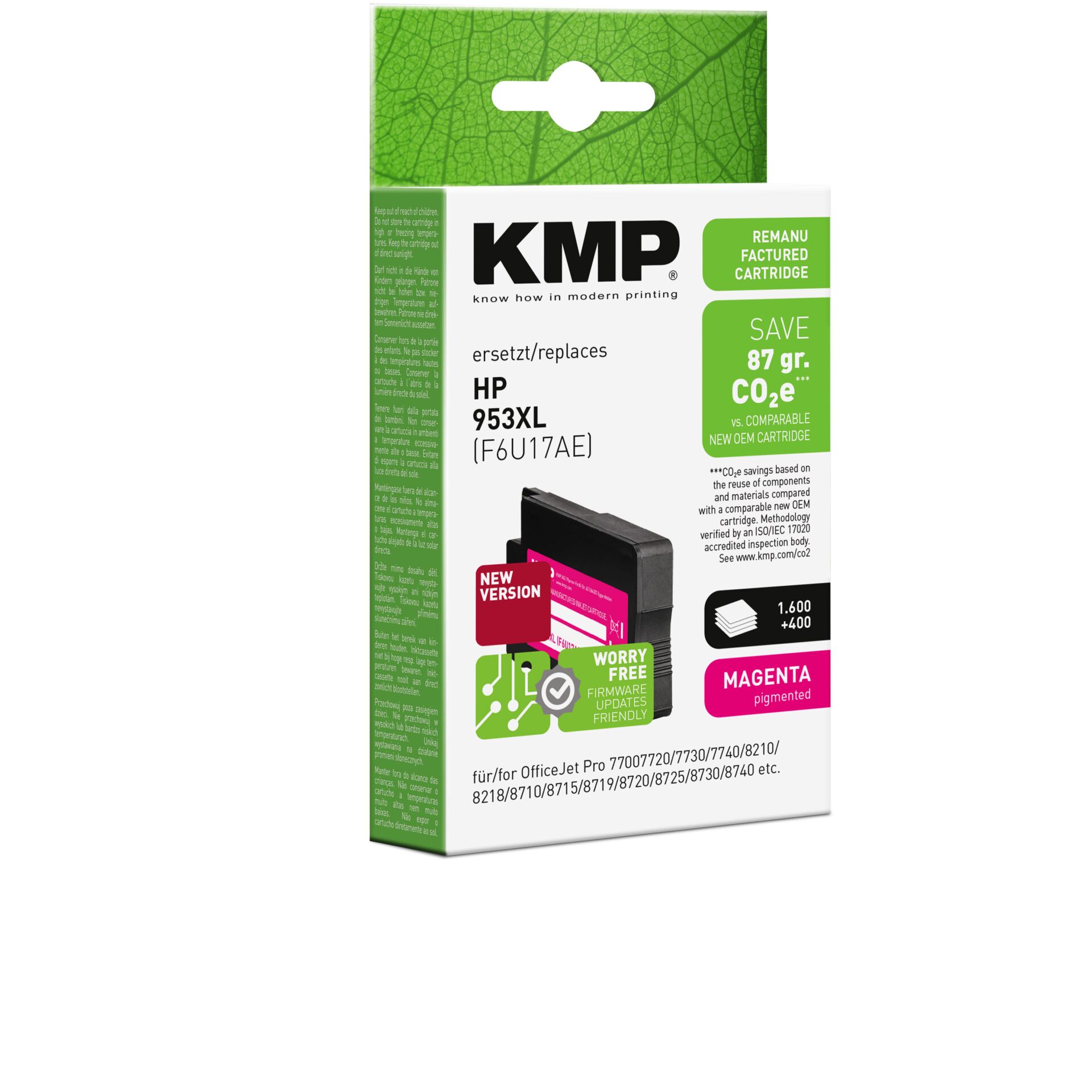 Adapter, Elektronik, Computer-Ausrüstung, Computerausrüstung, Visitenkarte, Tintenpatrone, HP 953XL, Magenta, CO2-Sparend, KMP kompatibel