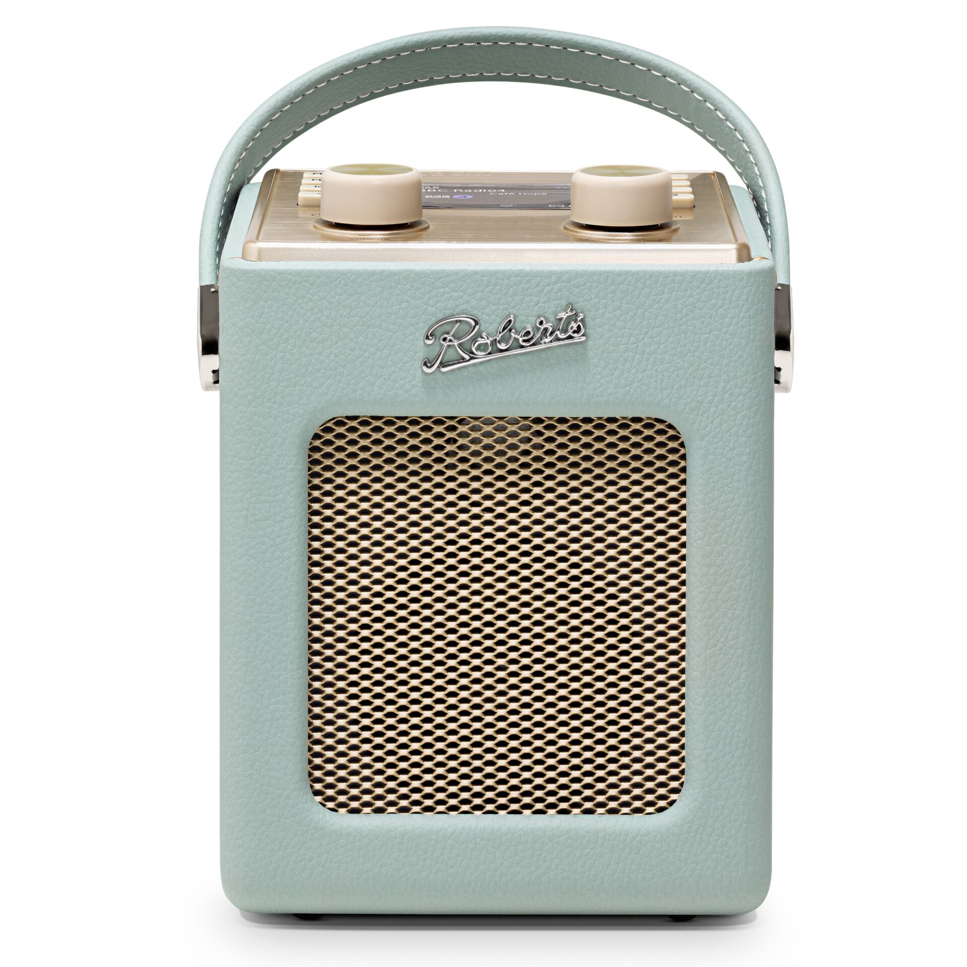 Bluetooth-Lautsprecher, Mintgrün, Tragegriff, Retro-Design, Metallgitter