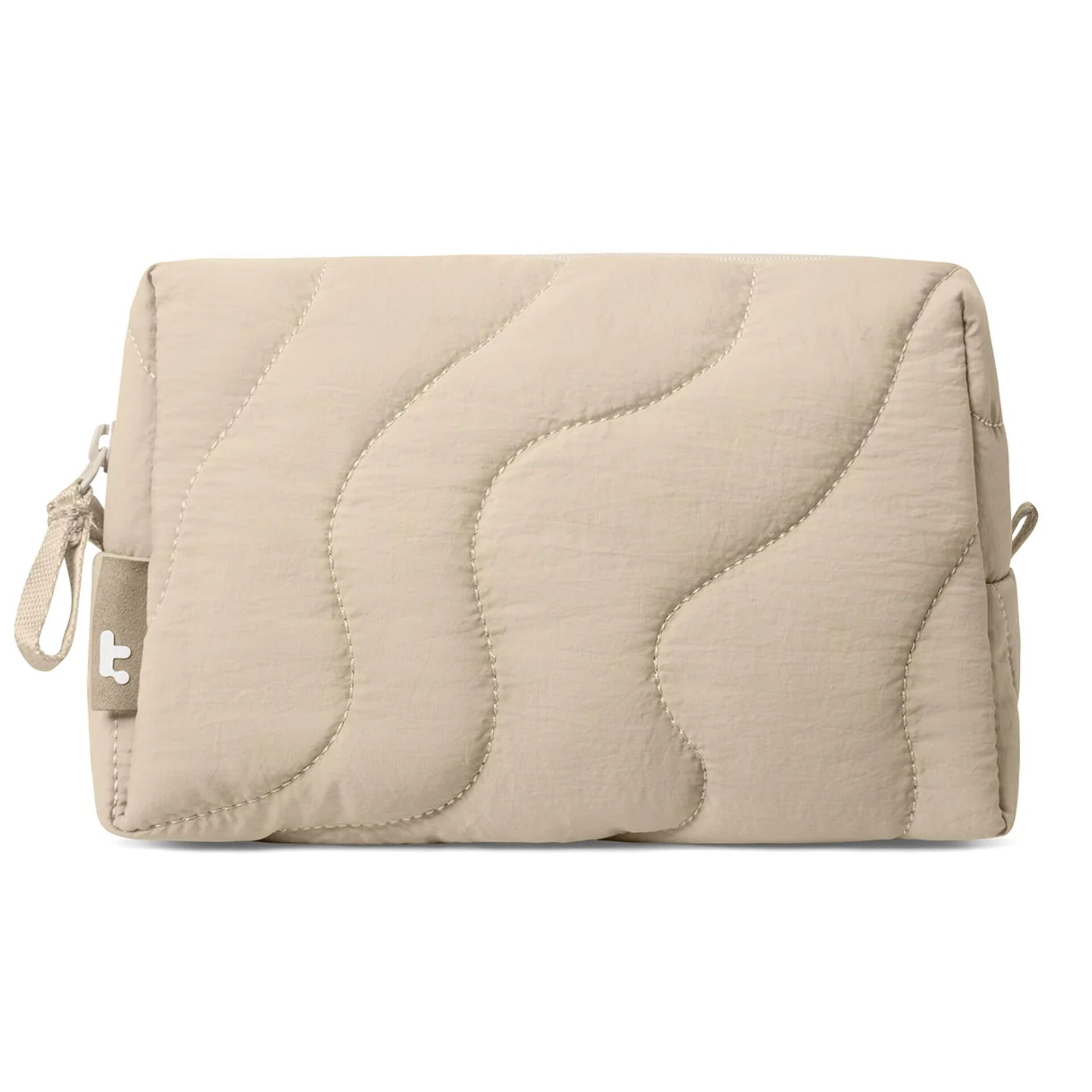 Kosmetiktasche, Beutel, Beige, Gequiltet, Reißverschluss