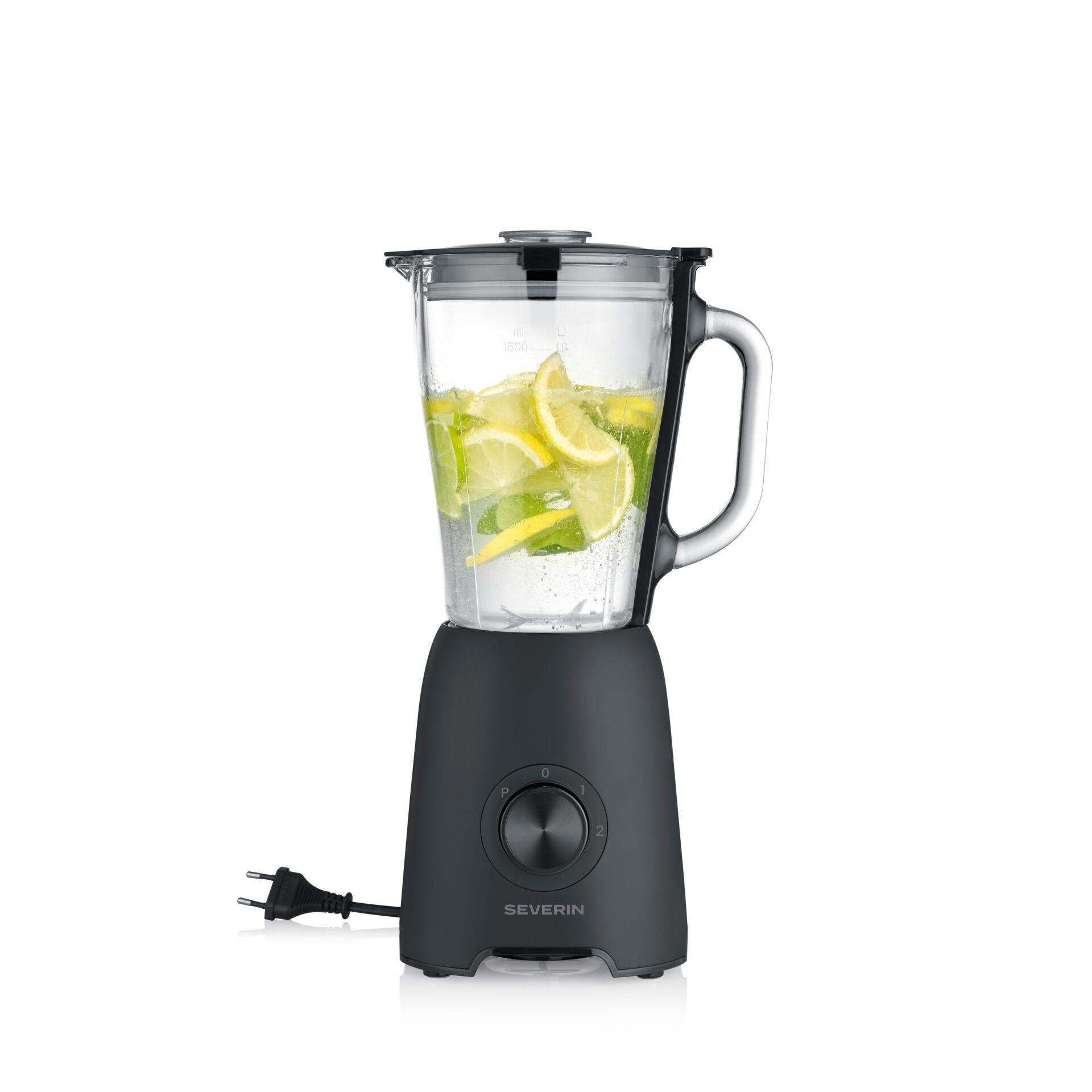 Standmixer, Kunststoffbehälter, schwarz, Drehregler, 2 Geschwindigkeitsstufen