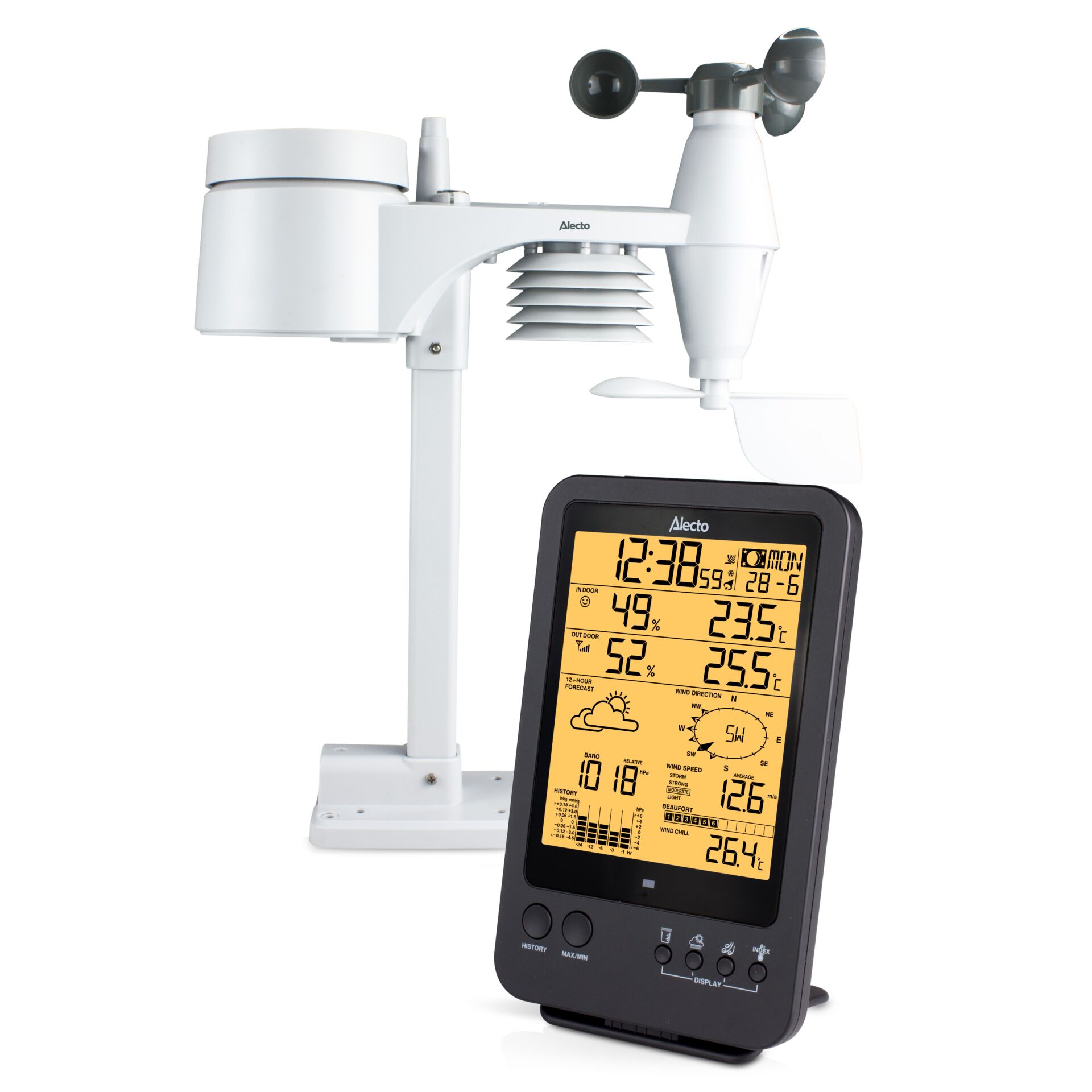 Wetterstation, Wetterstation mit Display, Fotosensor, Anemometer, Thermometer