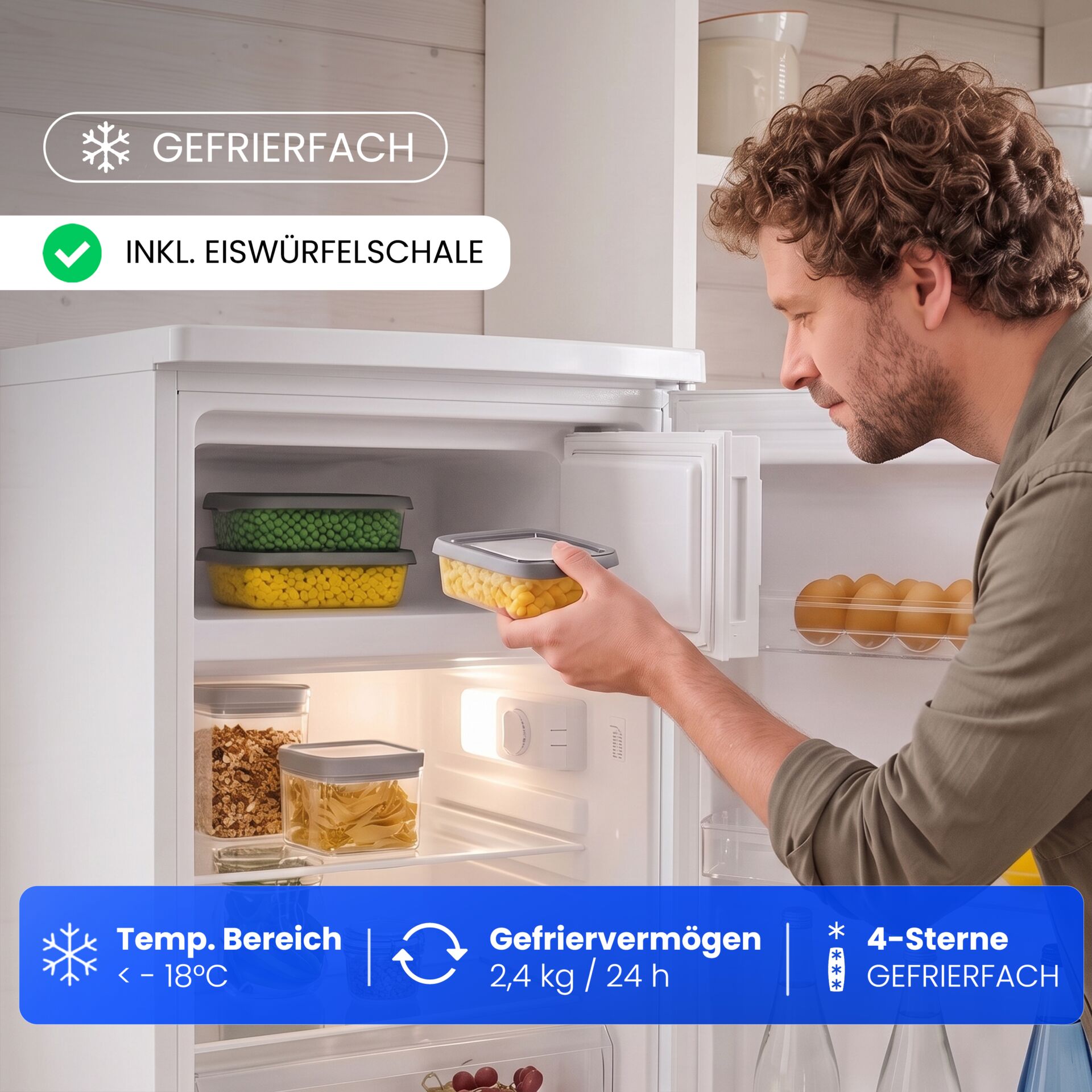 Kühlschrank, Gefrierfach, weiß, 4-Sterne-Gefrierfach, Eiswürfelschale