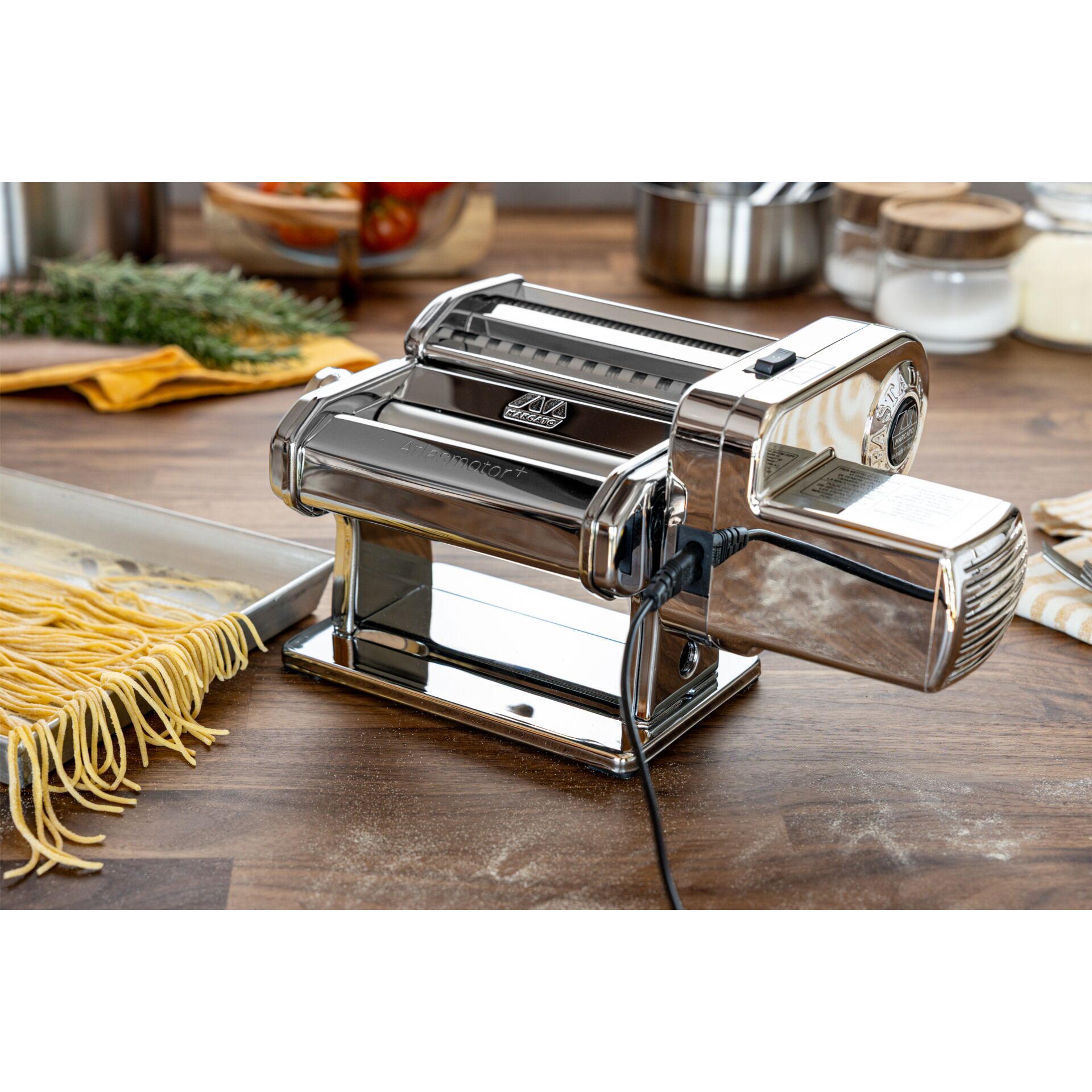 Pasta-Maschine, Nudelmaschine, Metall, Küchengerät, Stromkabel