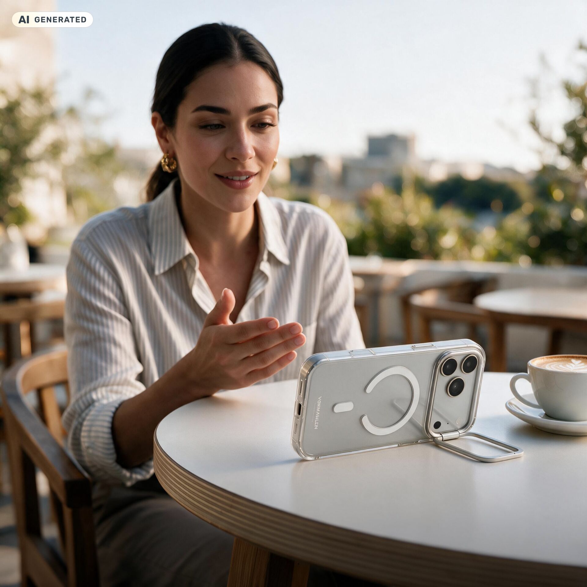 smartphone, case, phone grip, silber, cafe