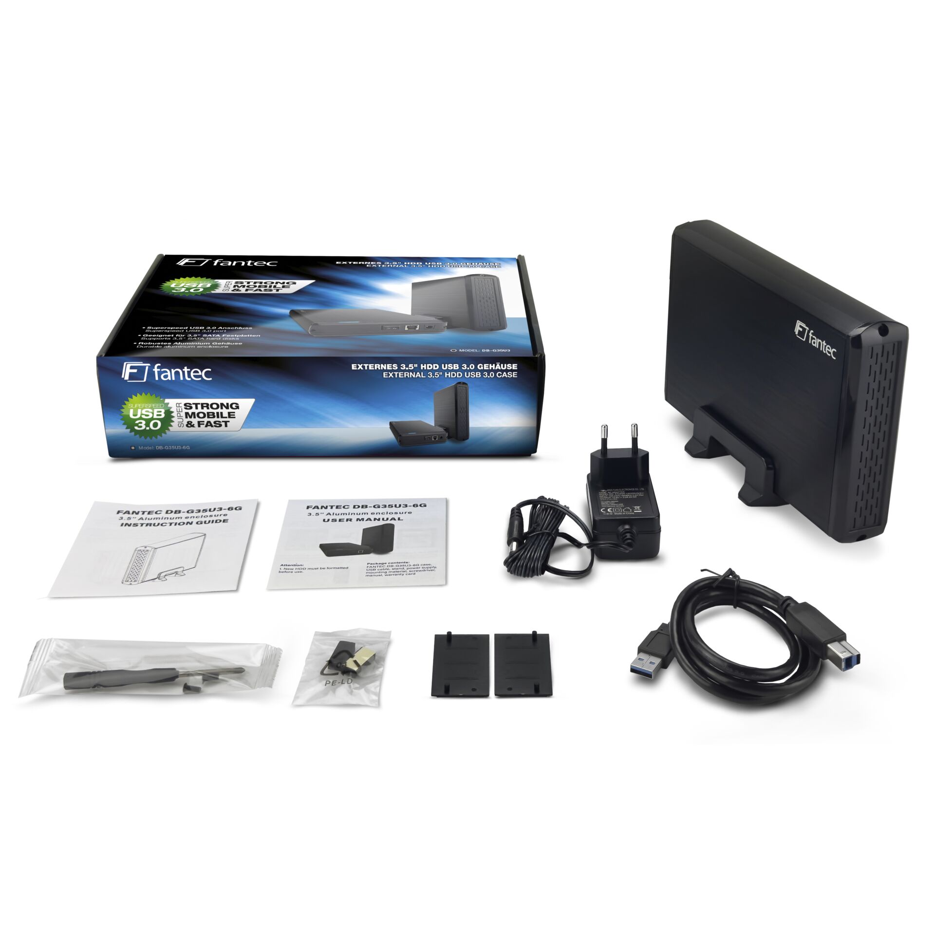 Externe Festplatte, USB 3.0 Gehäuse, 3.5 Zoll, HDD USB 3.0, Enthält Zubehör