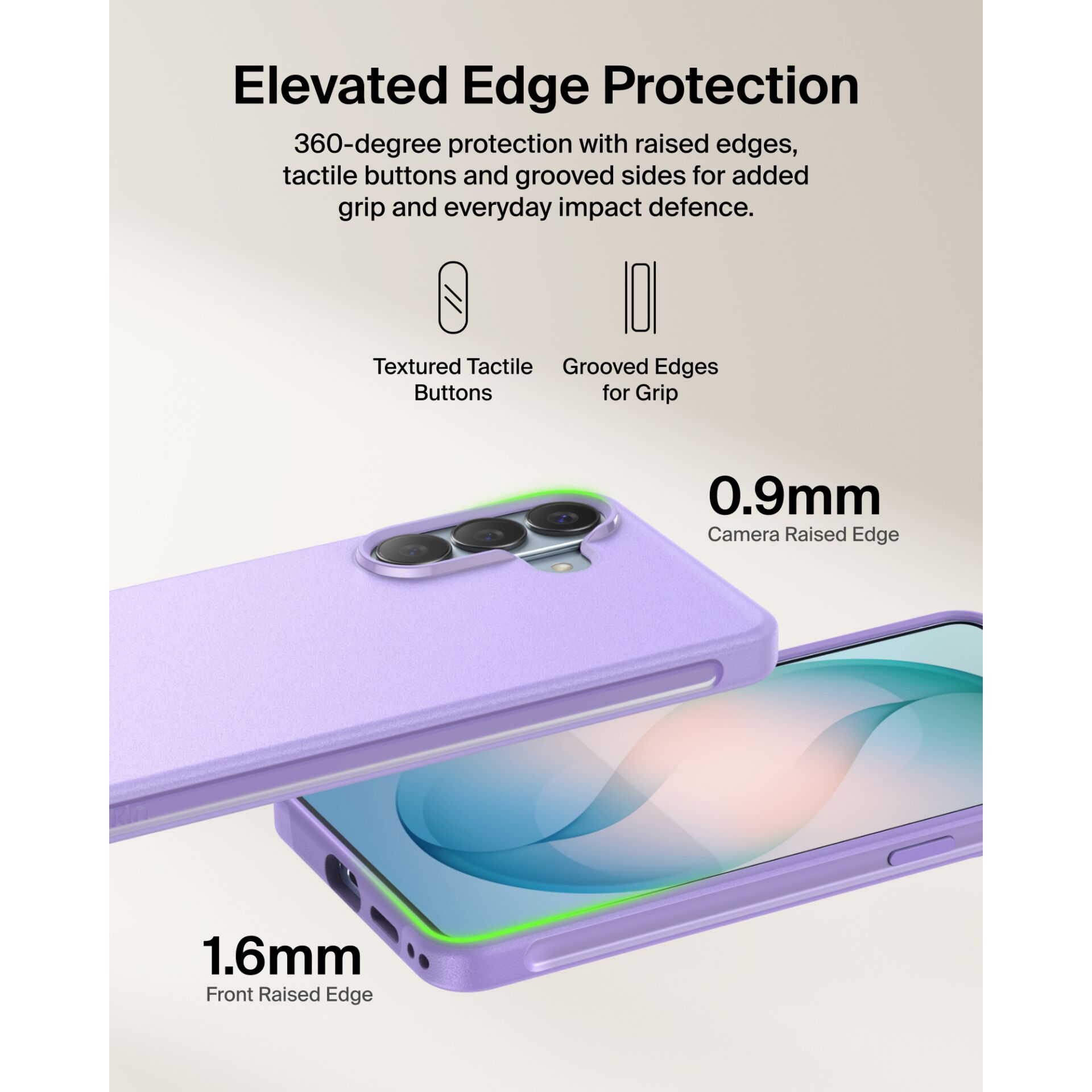 purple case, phone case, three camera, raised edge, front raised edge