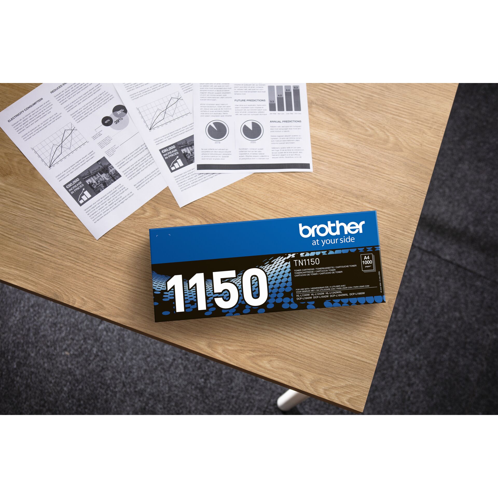 Drucker-Toner, TN1150, Broder, blauer Karton, Tonerpatrone